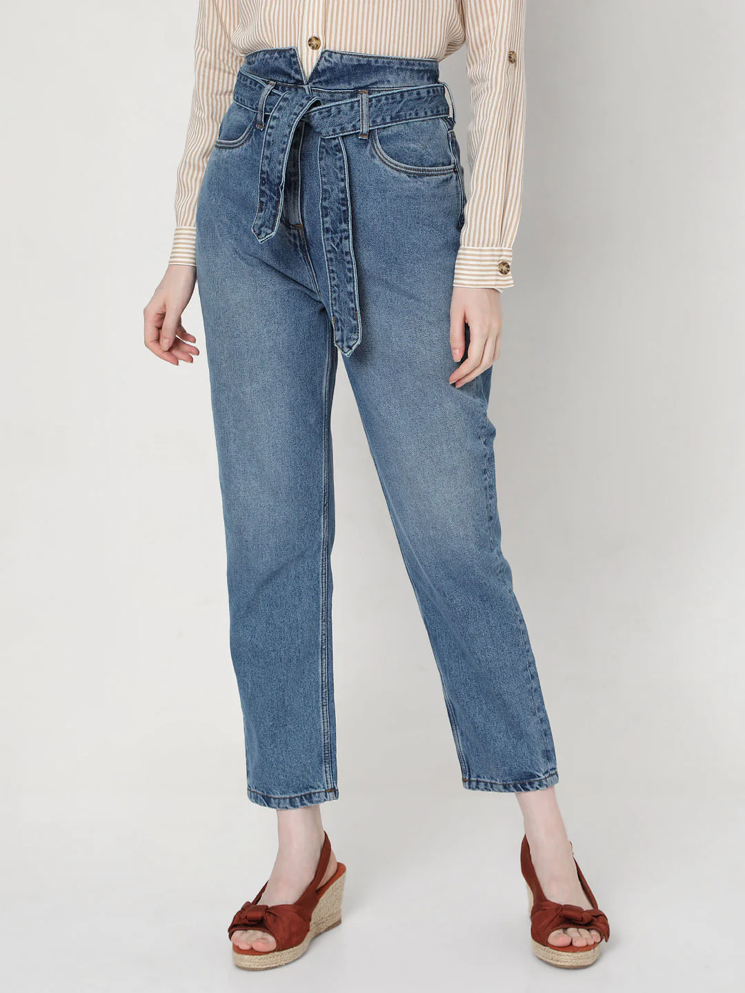 Blue High Rise Mom Jeans - Image 2