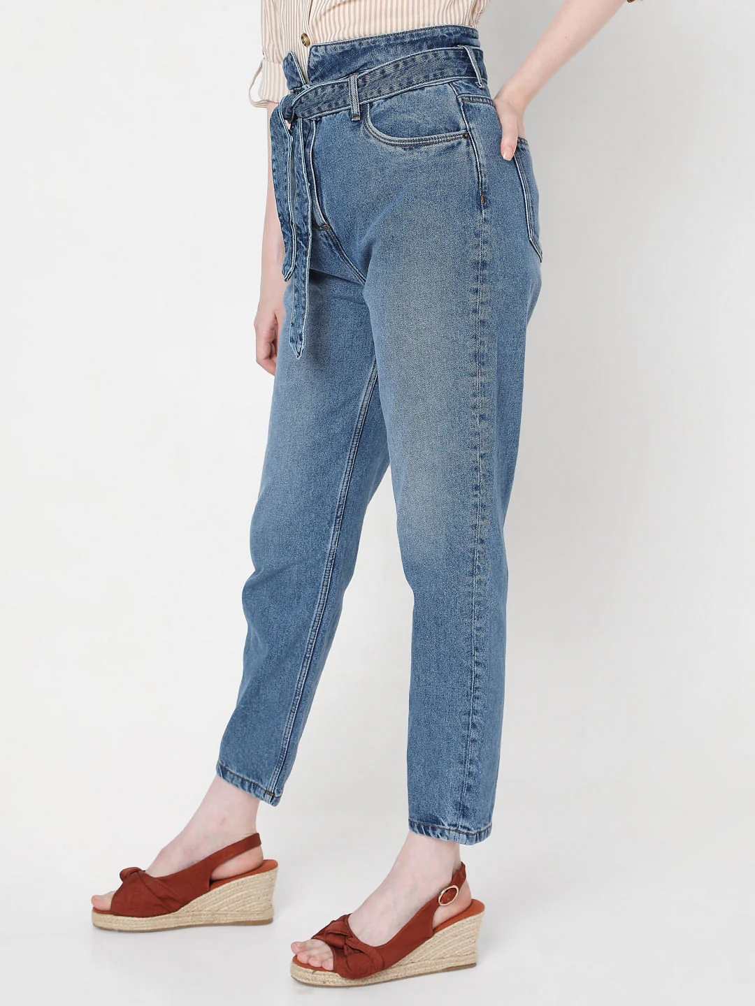 Blue High Rise Mom Jeans - Image 3