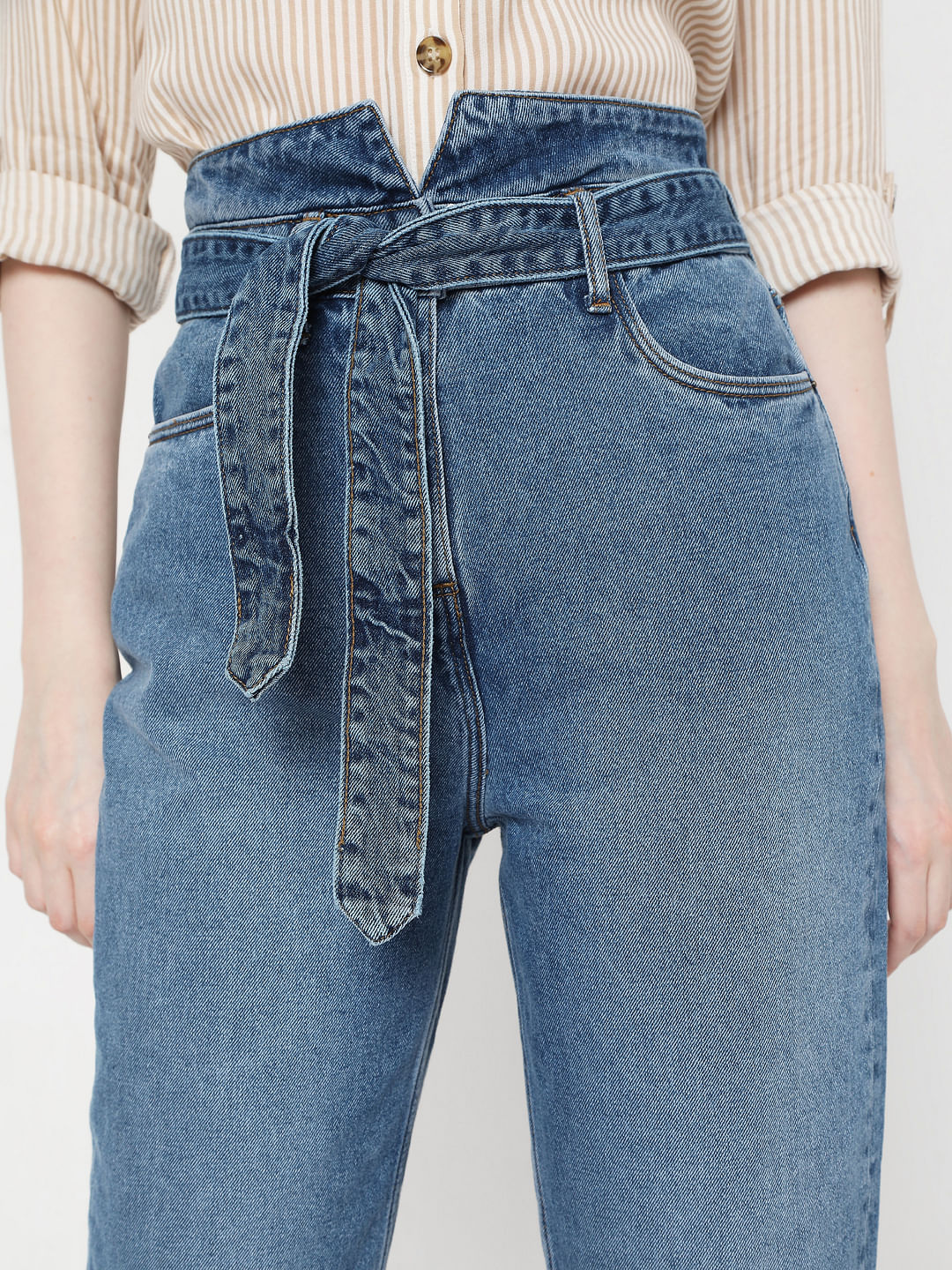 Blue High Rise Mom Jeans - Image 5
