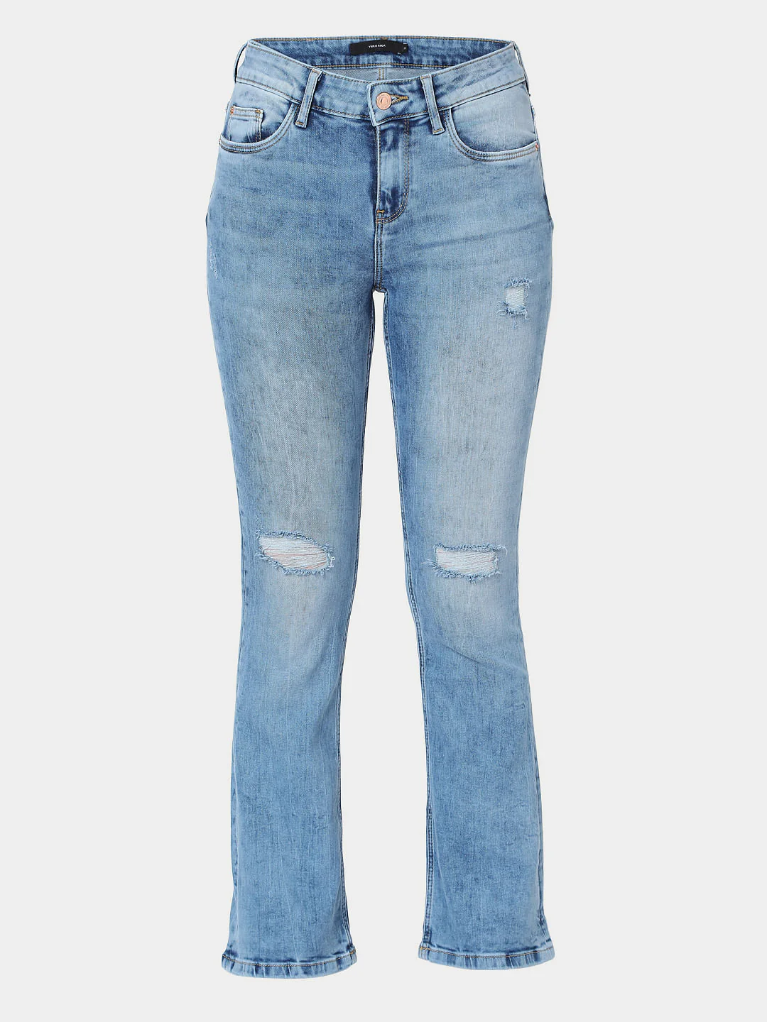 Blue Mid Rise Bootcut Ripped Jeans - Image 7
