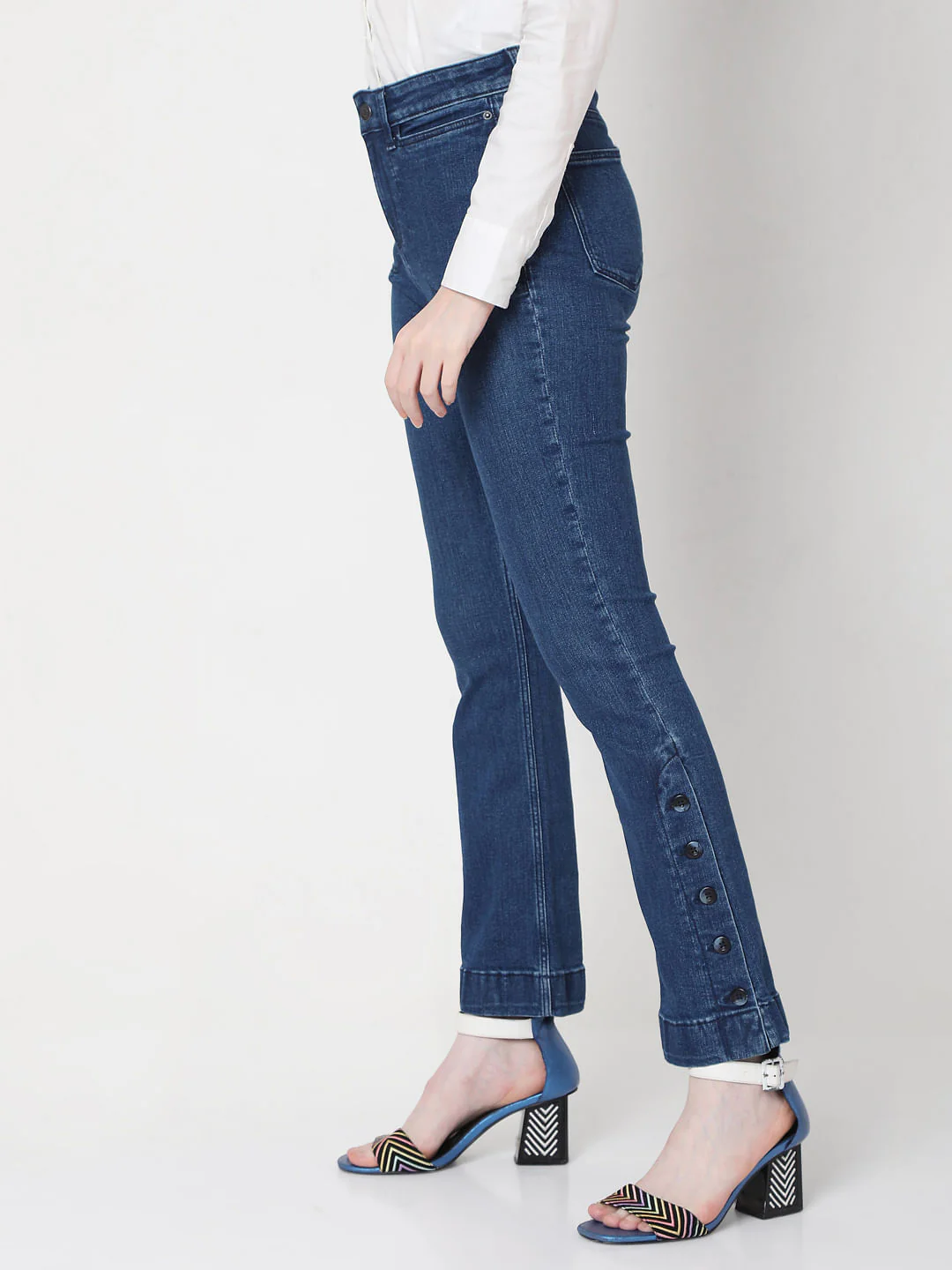 Blue High Rise Bootcut Jeans - Image 3