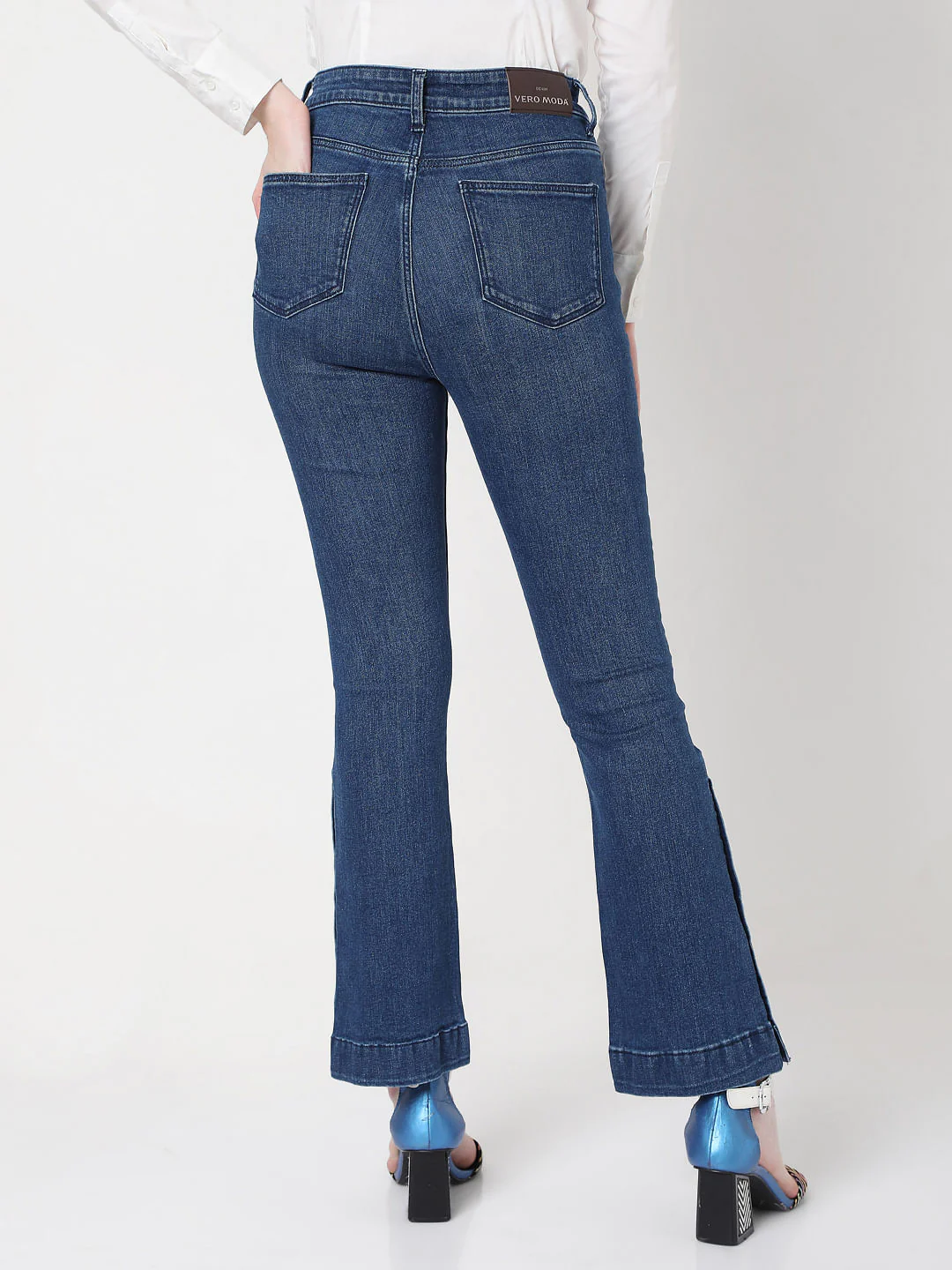 Blue High Rise Bootcut Jeans - Image 4