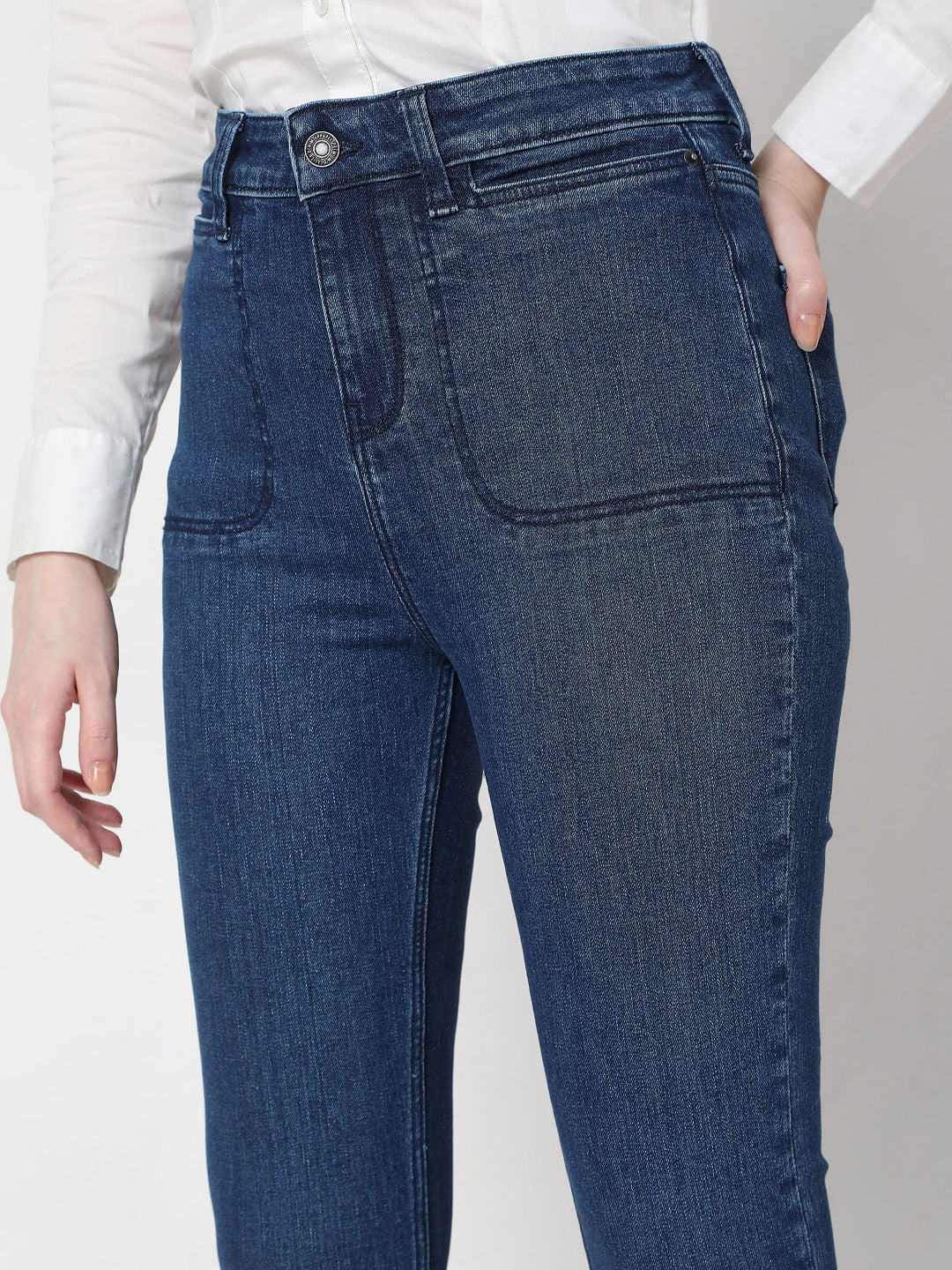 Blue High Rise Bootcut Jeans - Image 5