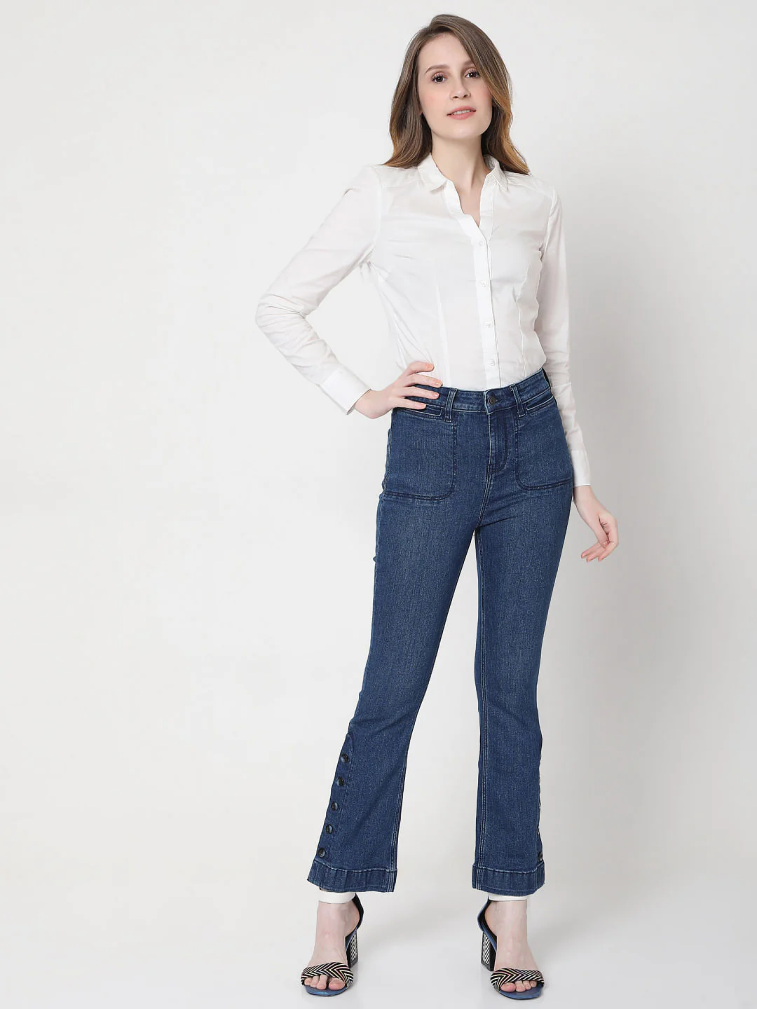 Blue High Rise Bootcut Jeans - Image 6