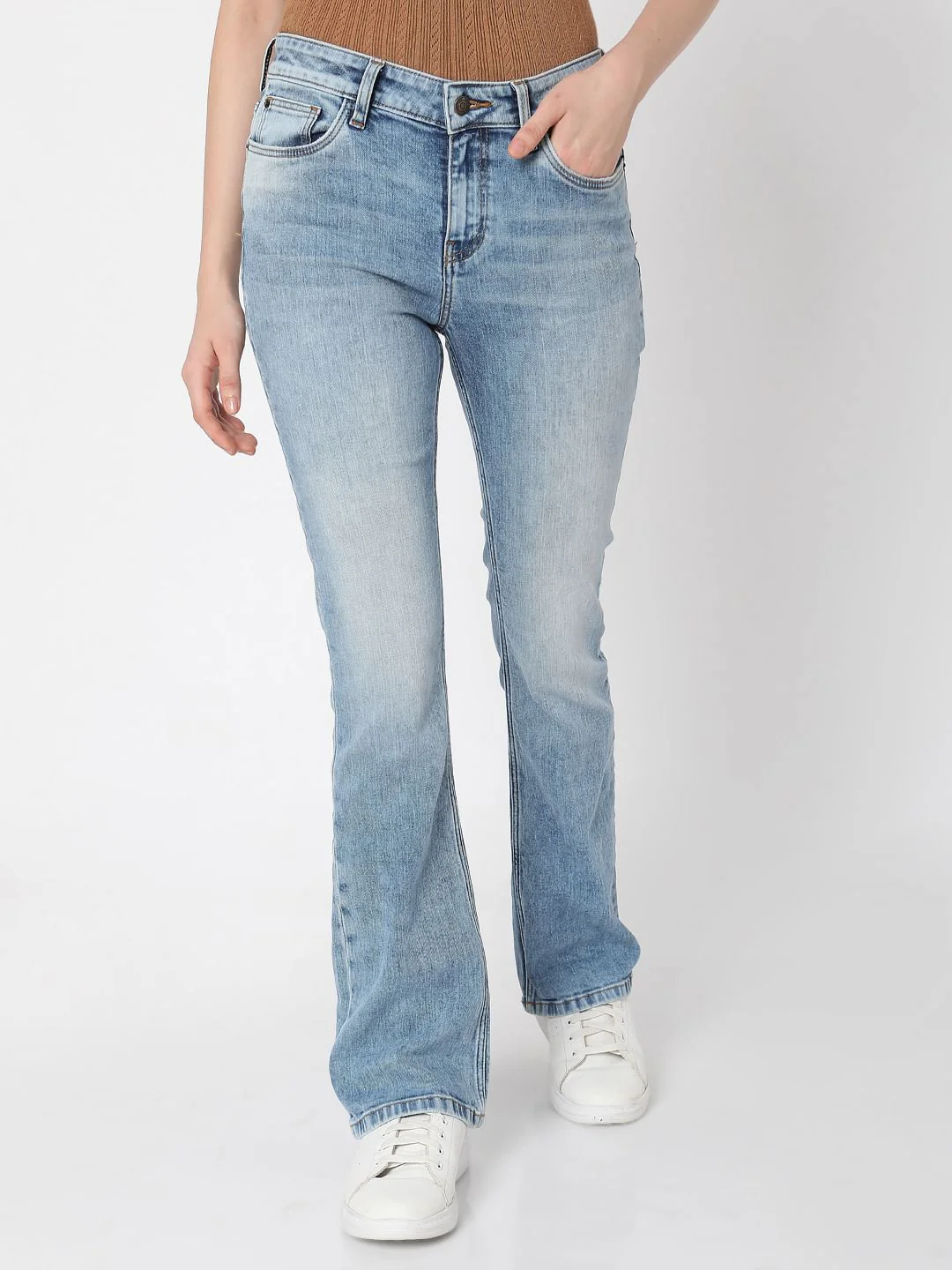 Blue Mid Rise Bootcut Jeans - Image 2
