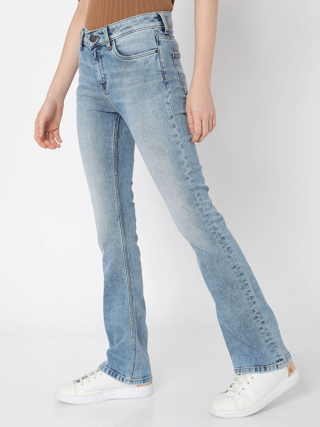 Blue Mid Rise Bootcut Jeans - Image 3