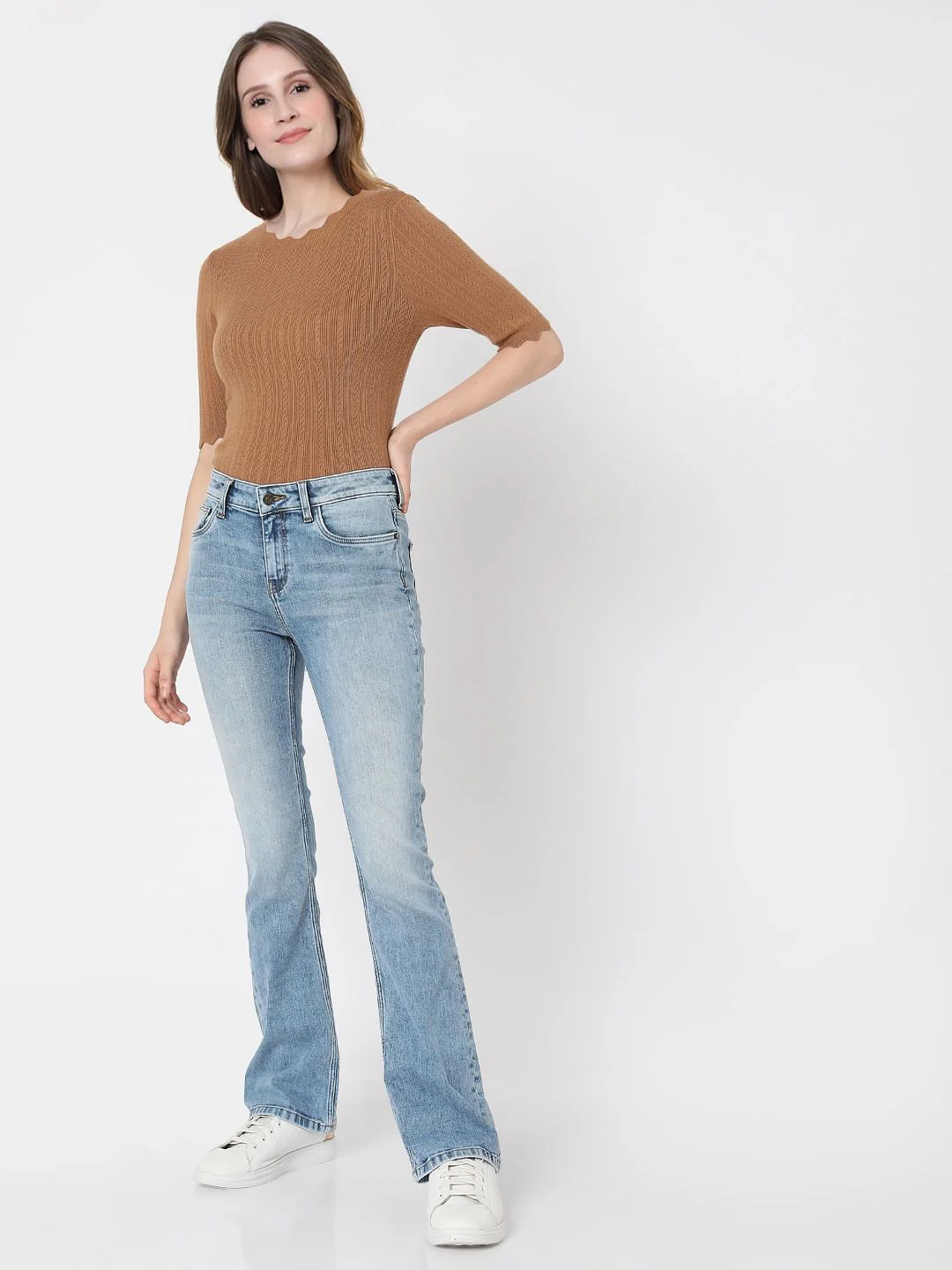 Blue Mid Rise Bootcut Jeans - Image 6