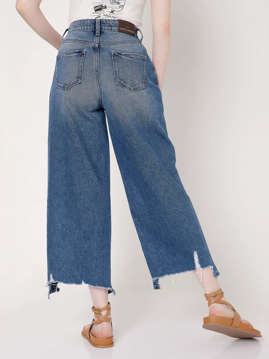 Blue Distressed Hem Zoey Wide-Leg Jeans - Image 4