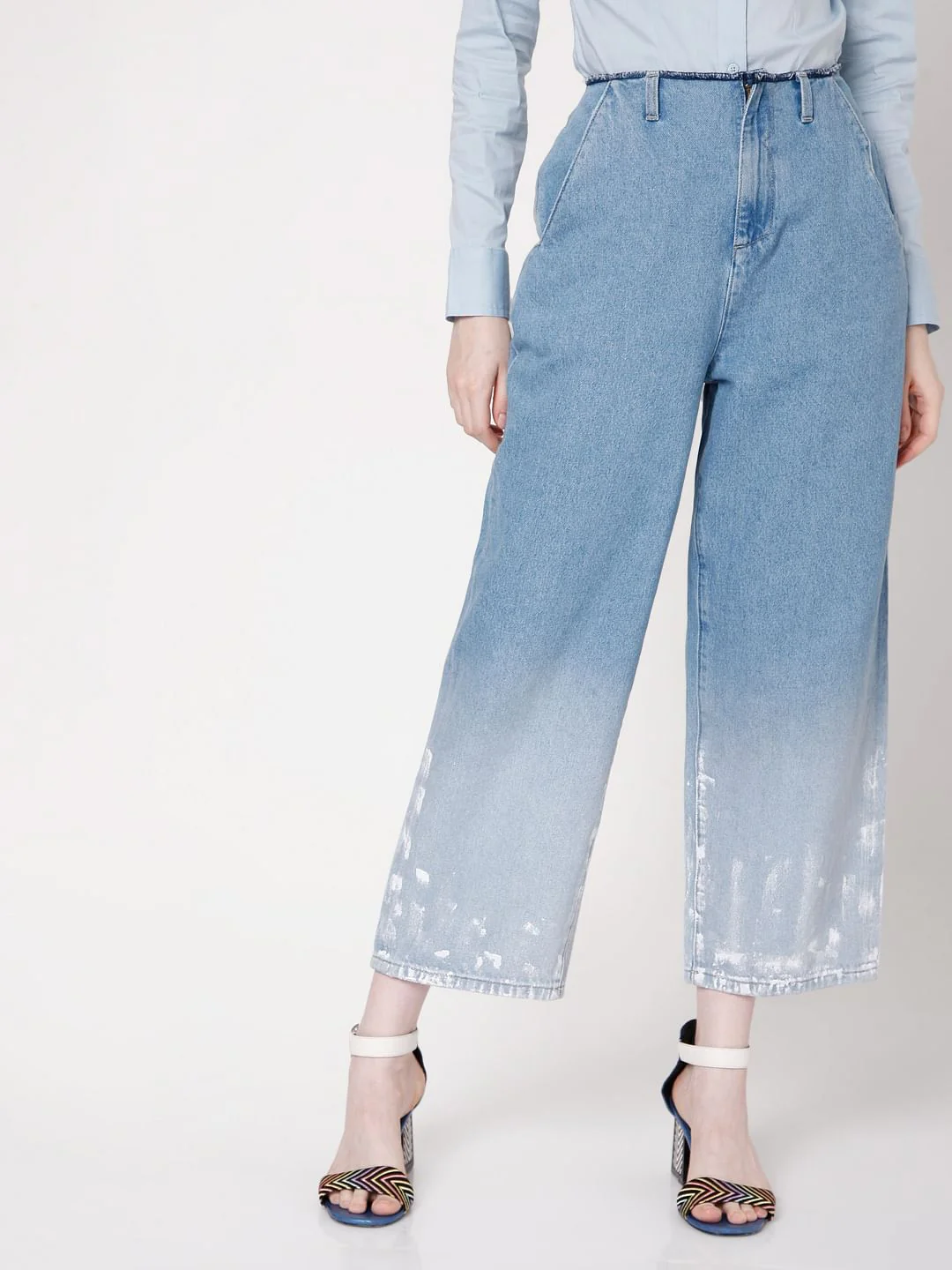 Blue High Rise Ombre Flared Jeans - Image 2