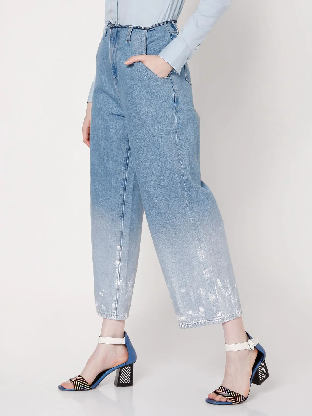 Blue High Rise Ombre Flared Jeans - Image 3
