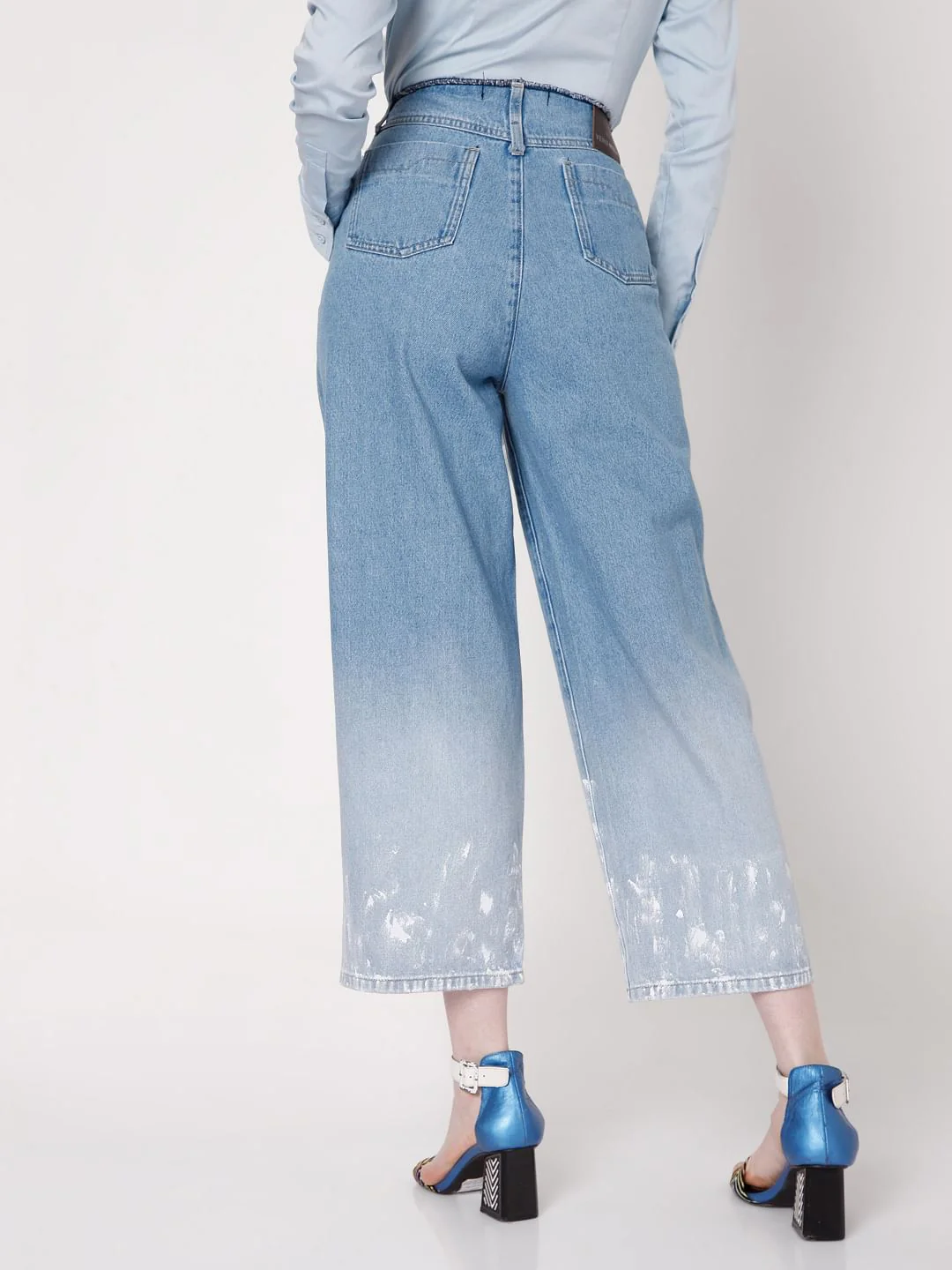 Blue High Rise Ombre Flared Jeans - Image 4