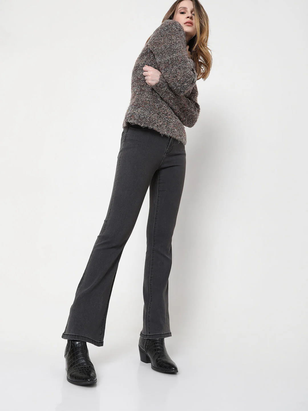 Black High Rise Bootcut Jeans - Image 2