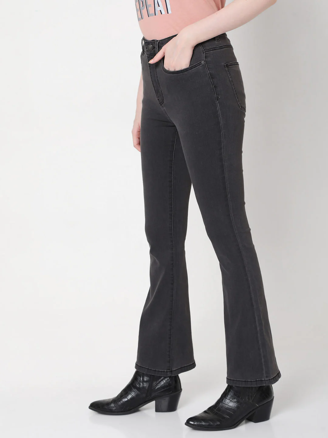 Black High Rise Bootcut Jeans - Image 3