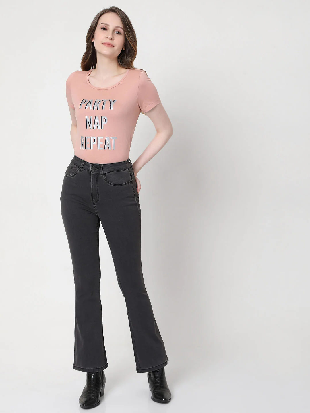 Black High Rise Bootcut Jeans - Image 6