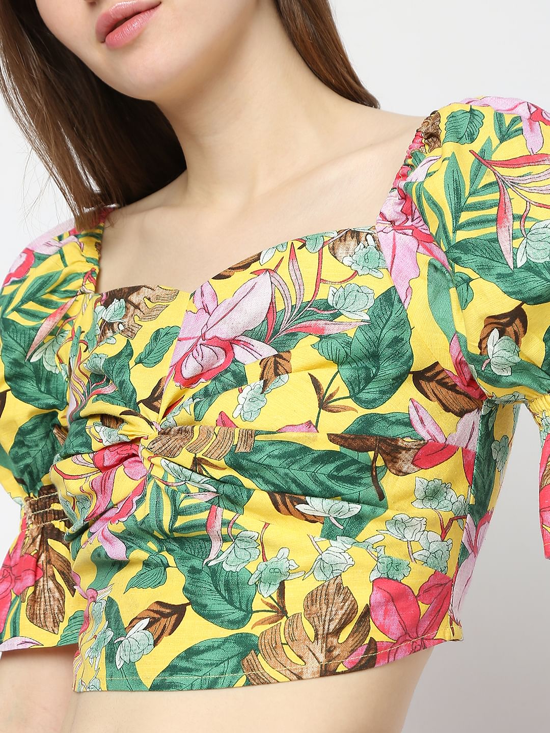 Yellow All Over Print Crop Top - Image 6