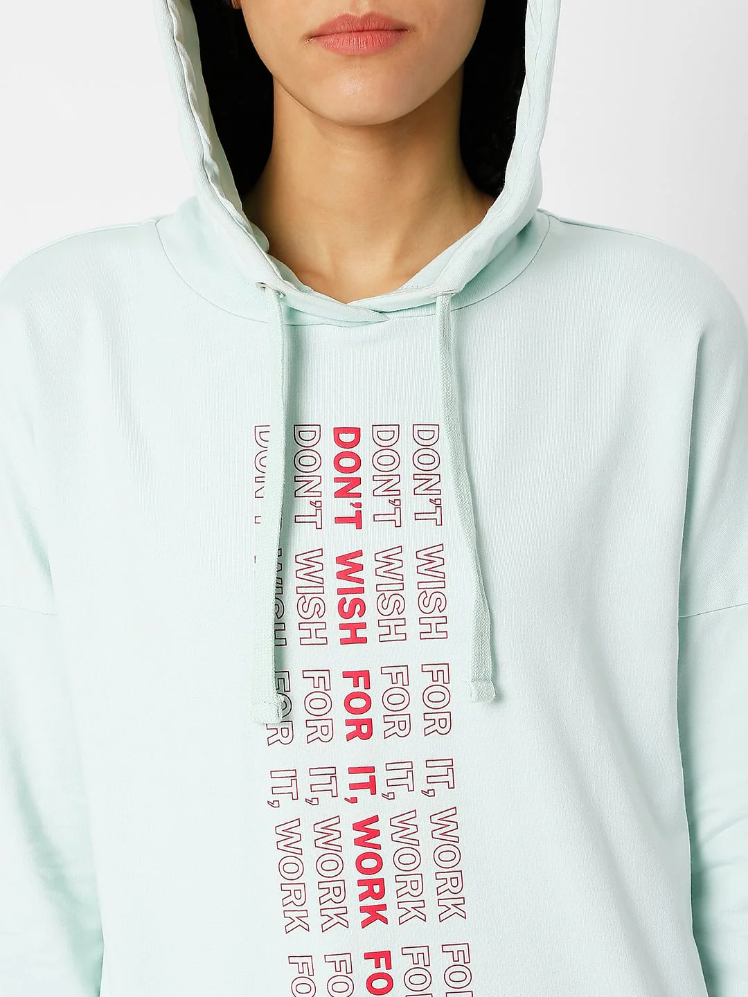 Blue Text Print Hooded Sweatshirt - Image 5