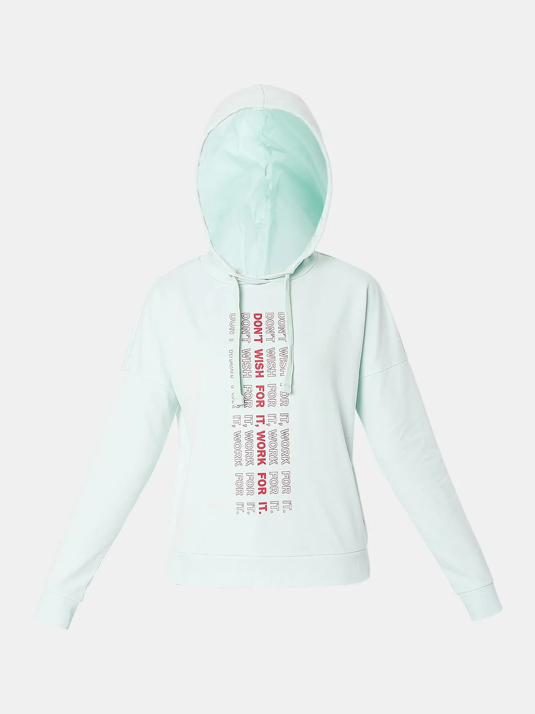 Blue Text Print Hooded Sweatshirt - Image 6