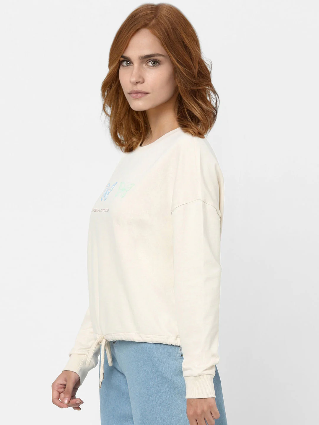 Beige Graphic Print Sweatshirt - Image 2