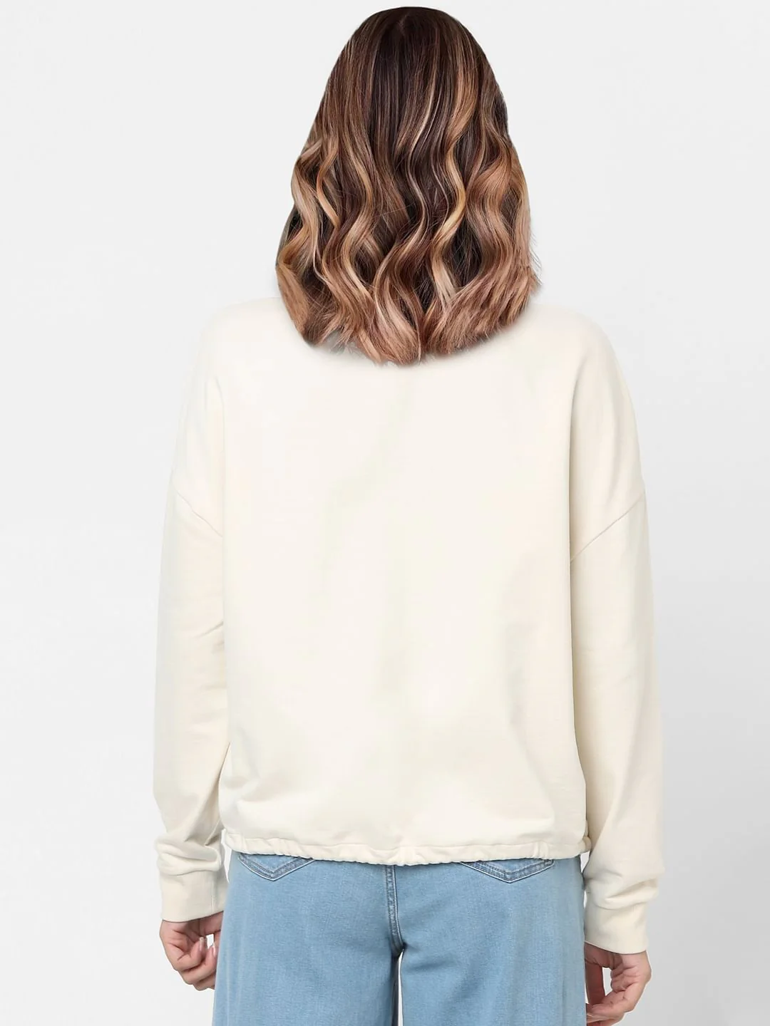 Beige Graphic Print Sweatshirt - Image 3