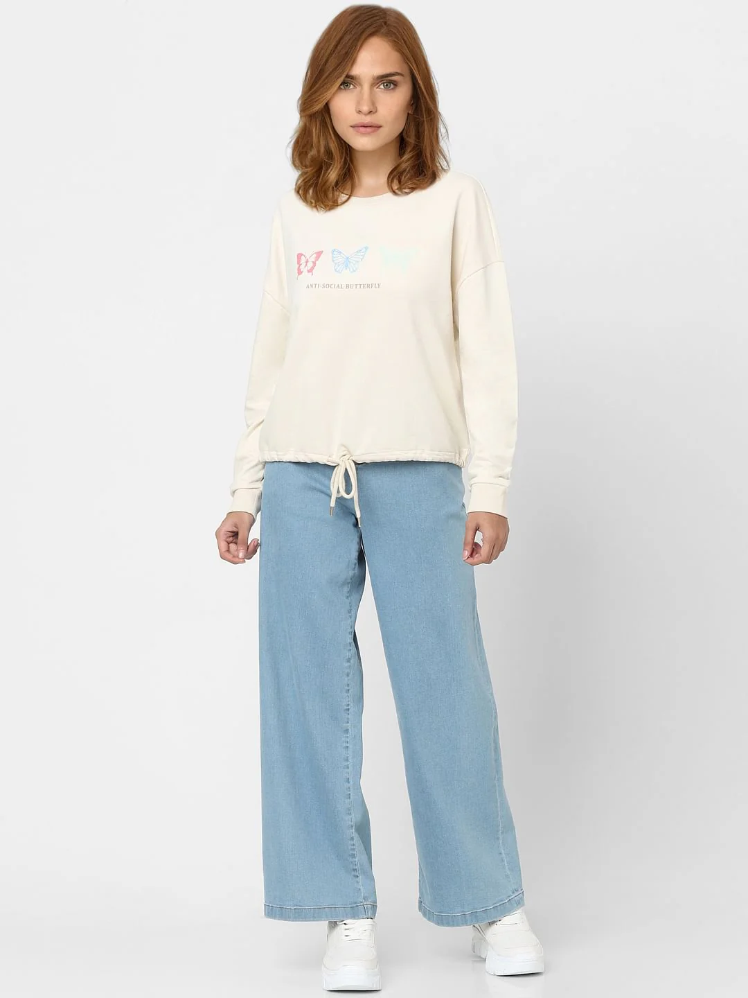 Beige Graphic Print Sweatshirt - Image 4