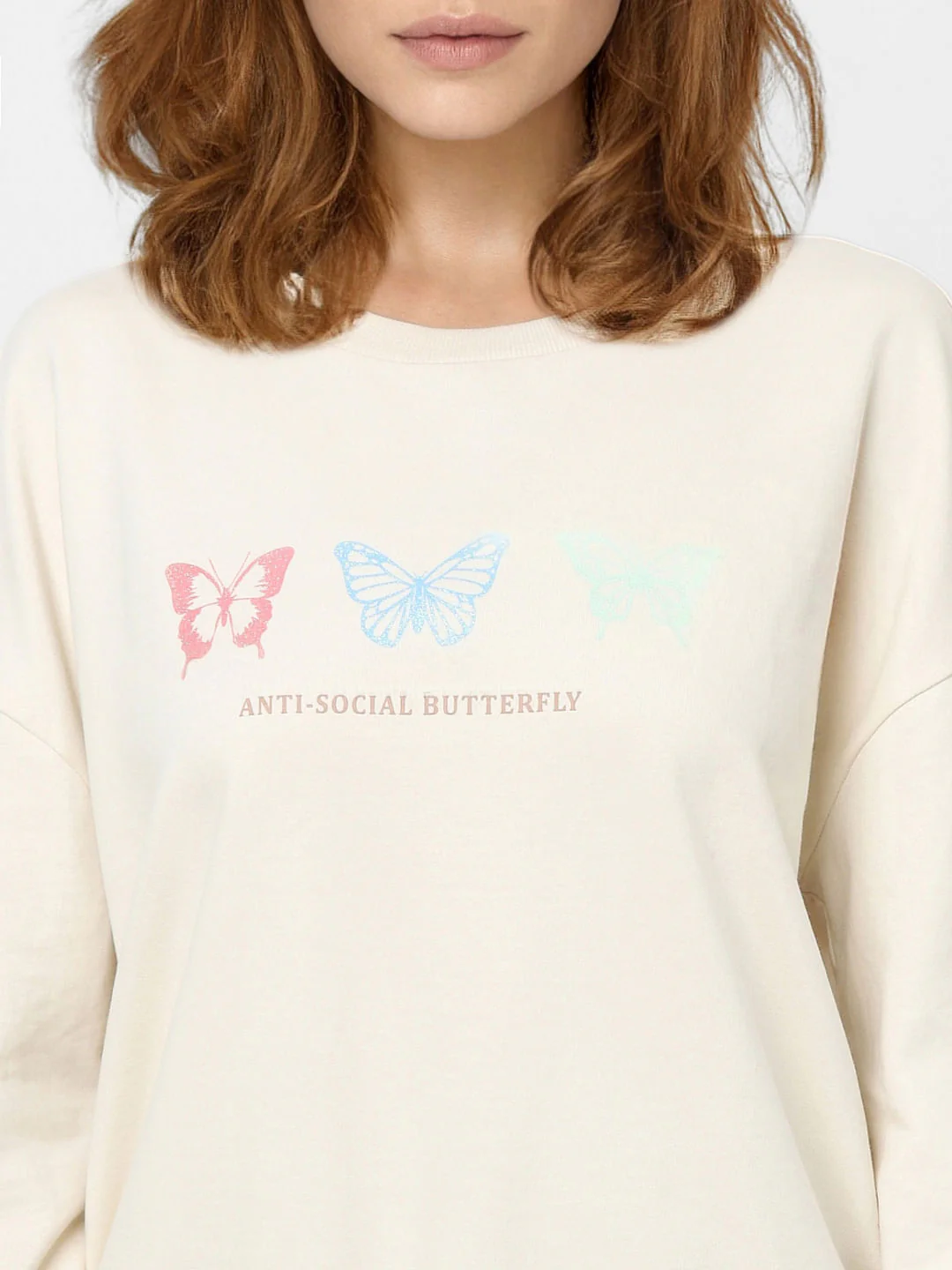 Beige Graphic Print Sweatshirt - Image 5
