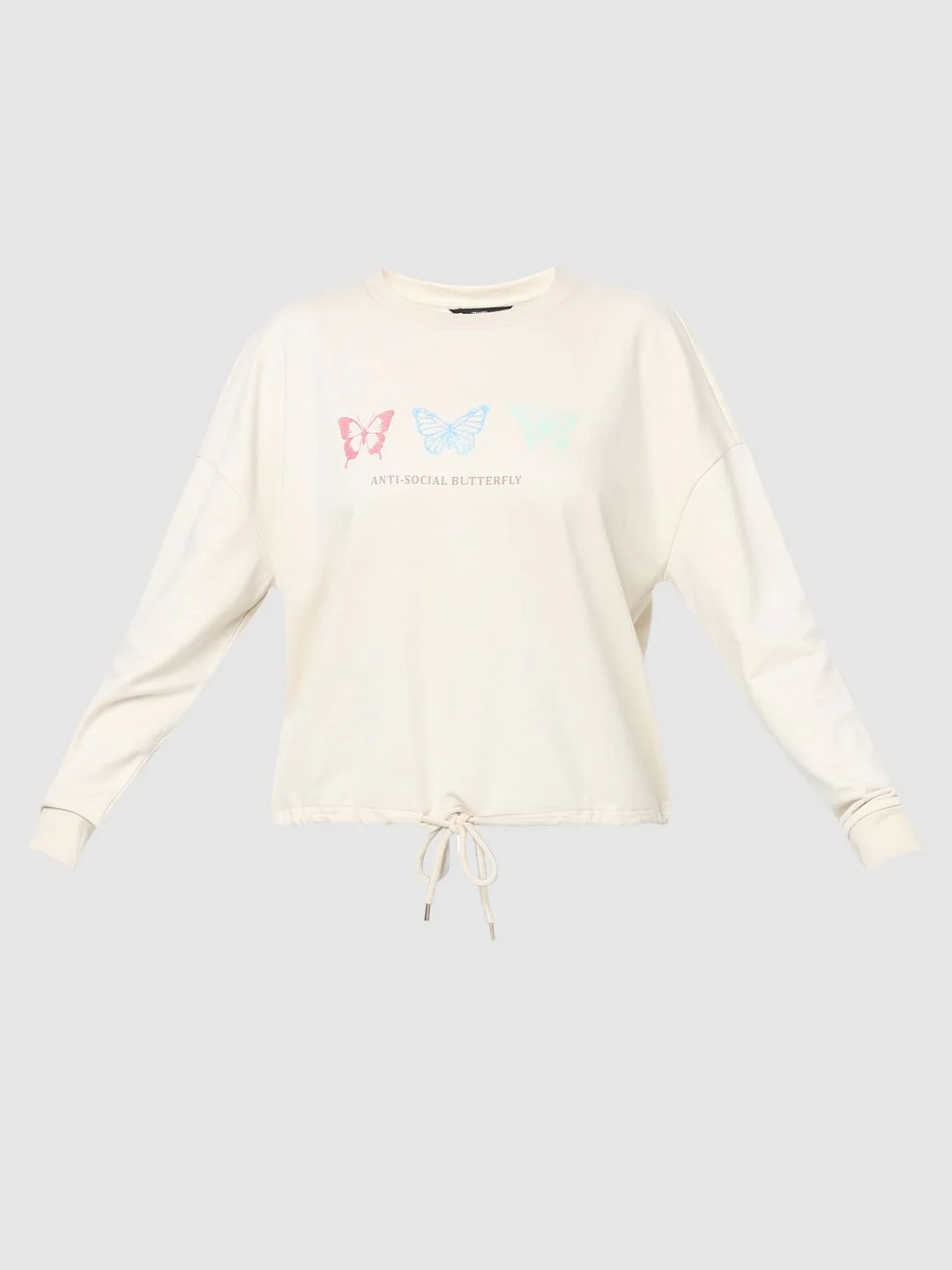 Beige Graphic Print Sweatshirt - Image 6