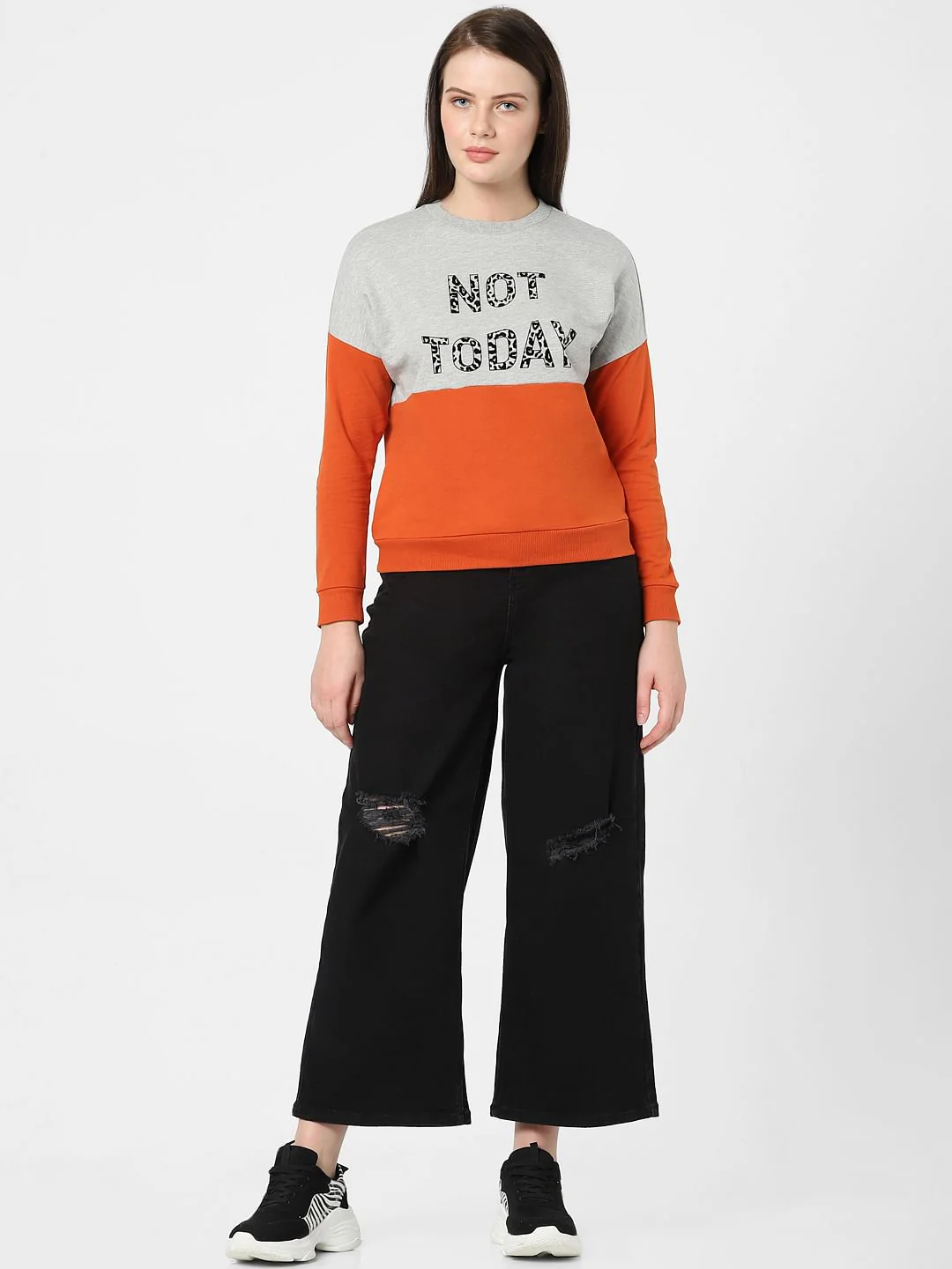 Orange Colourblocked Sweatshirt - Image 4