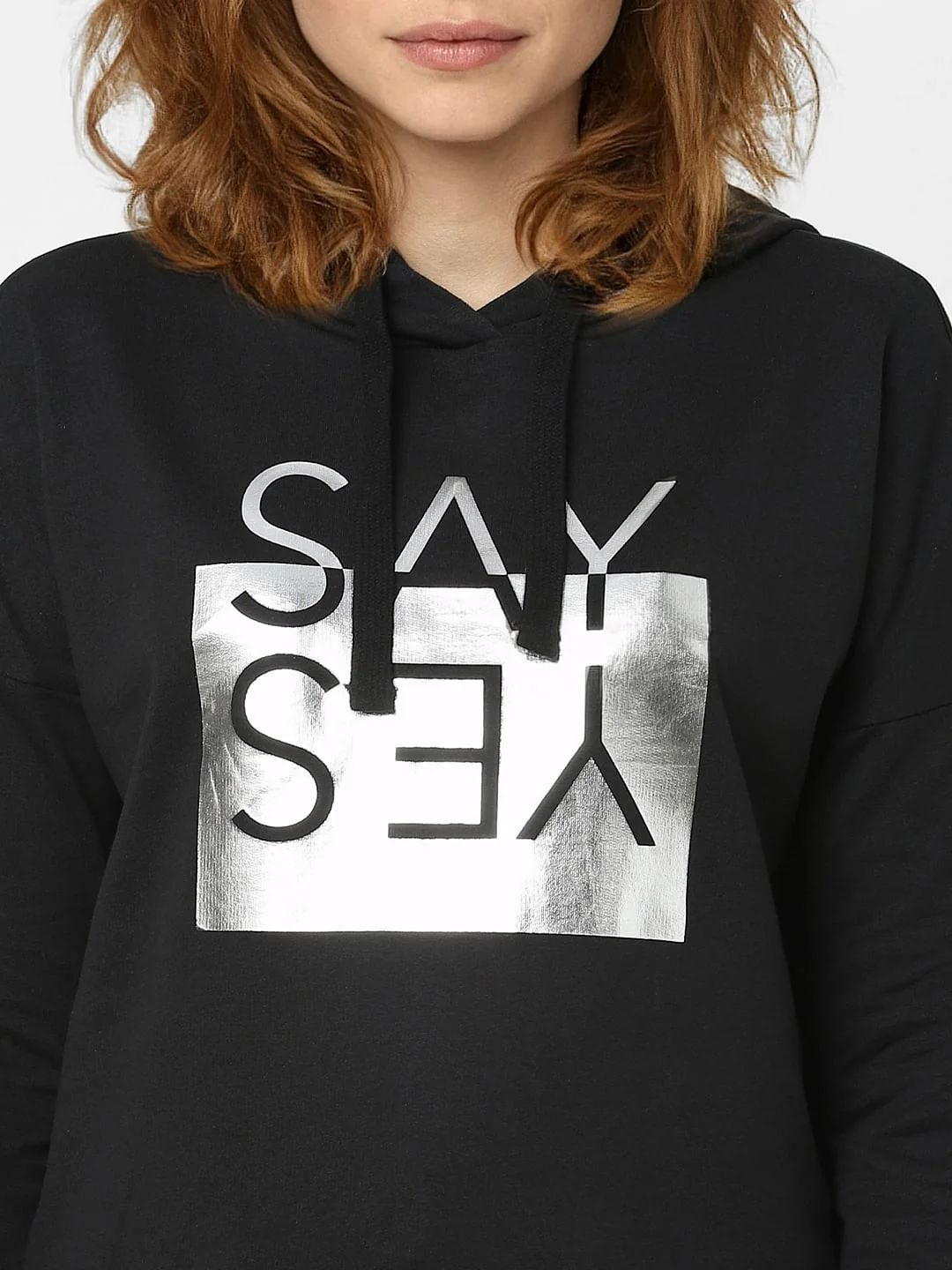 Black Printed Hooded Sweatshirt - Image 5