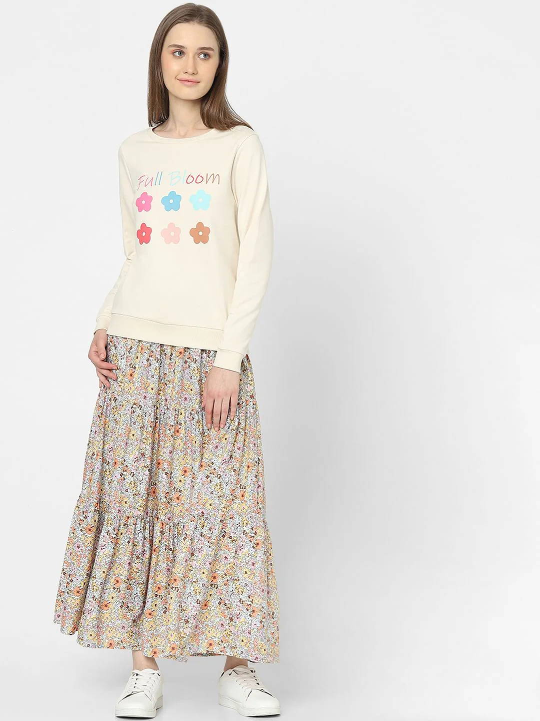 Beige Graphic Print Sweatshirt - Image 4