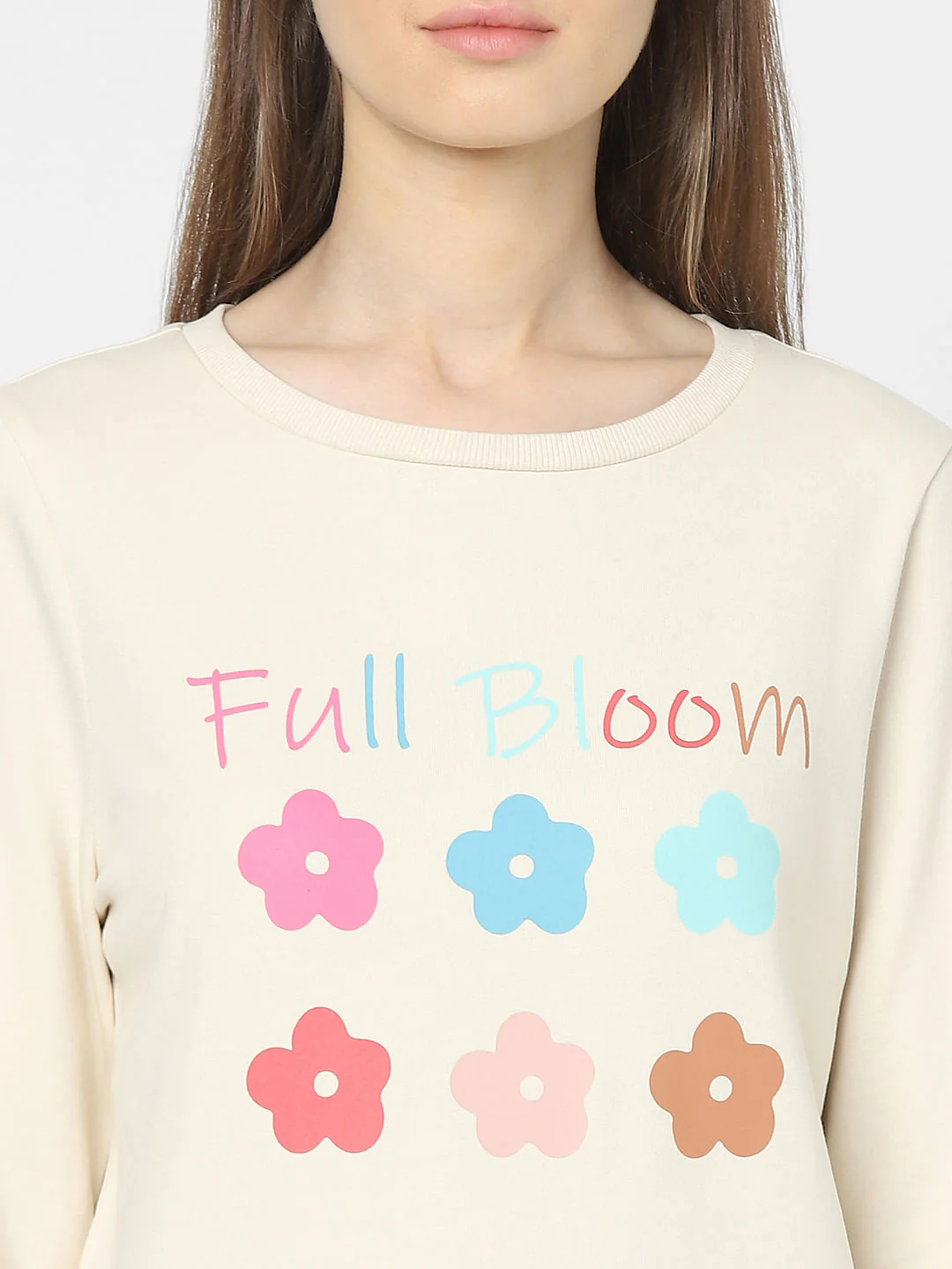 Beige Graphic Print Sweatshirt - Image 5