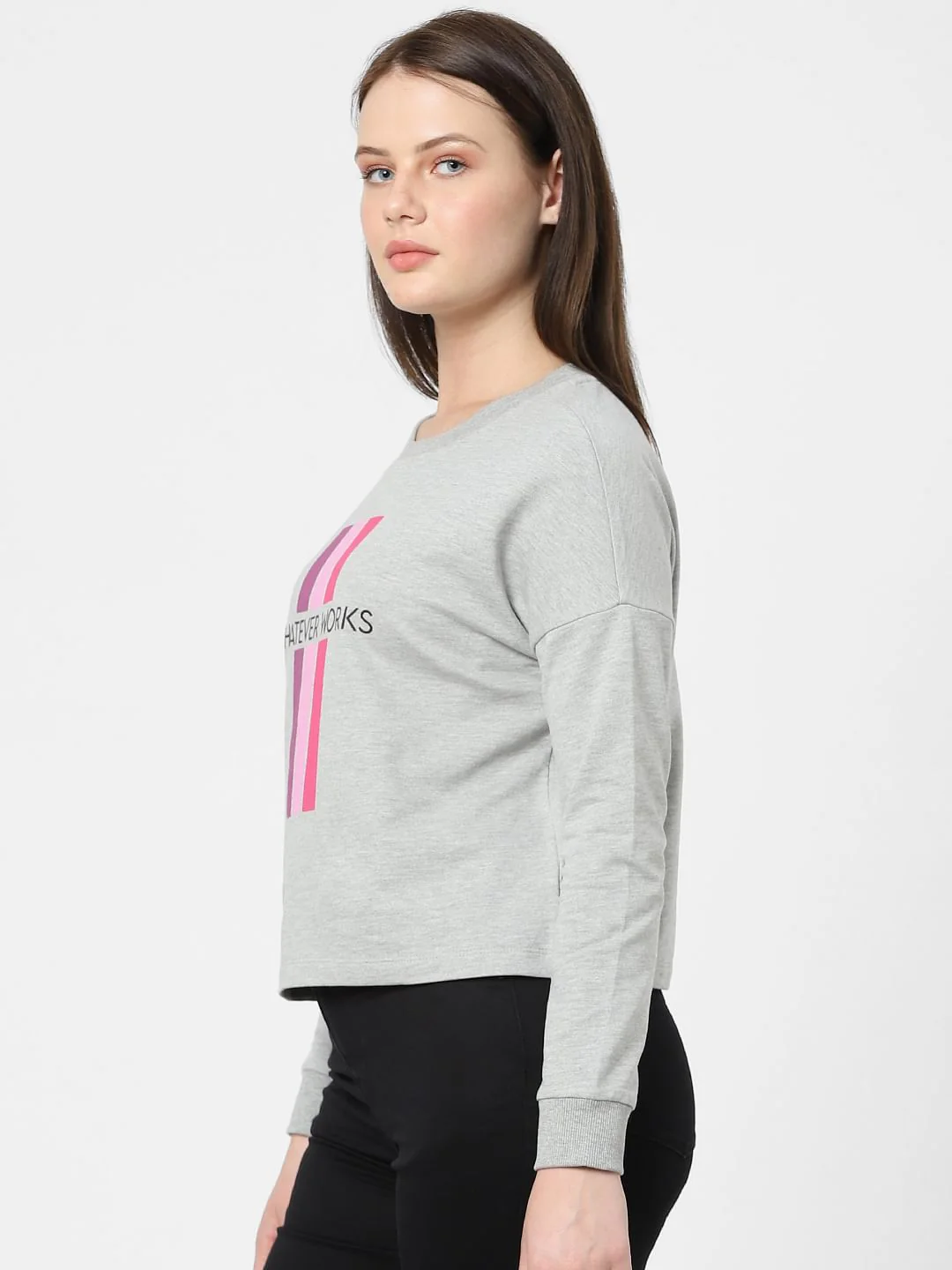 Light Grey Text Print Sweatshirt - Image 2