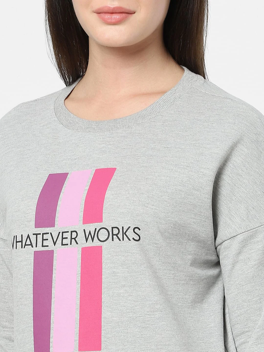 Light Grey Text Print Sweatshirt - Image 4