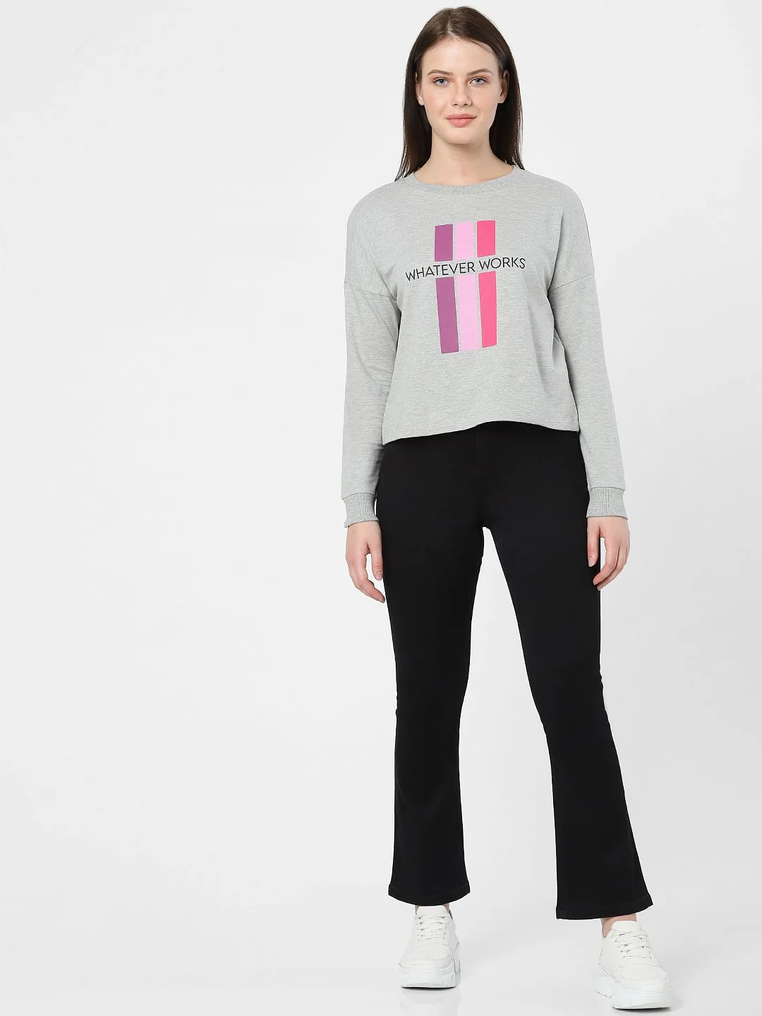 Light Grey Text Print Sweatshirt - Image 5