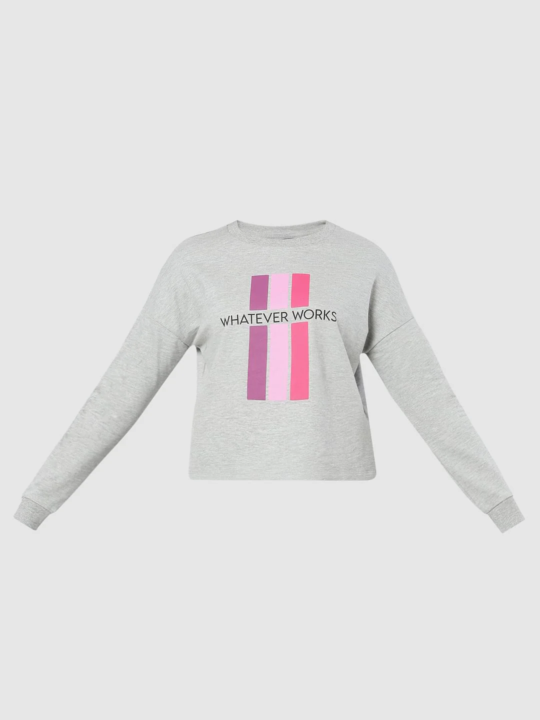 Light Grey Text Print Sweatshirt - Image 6