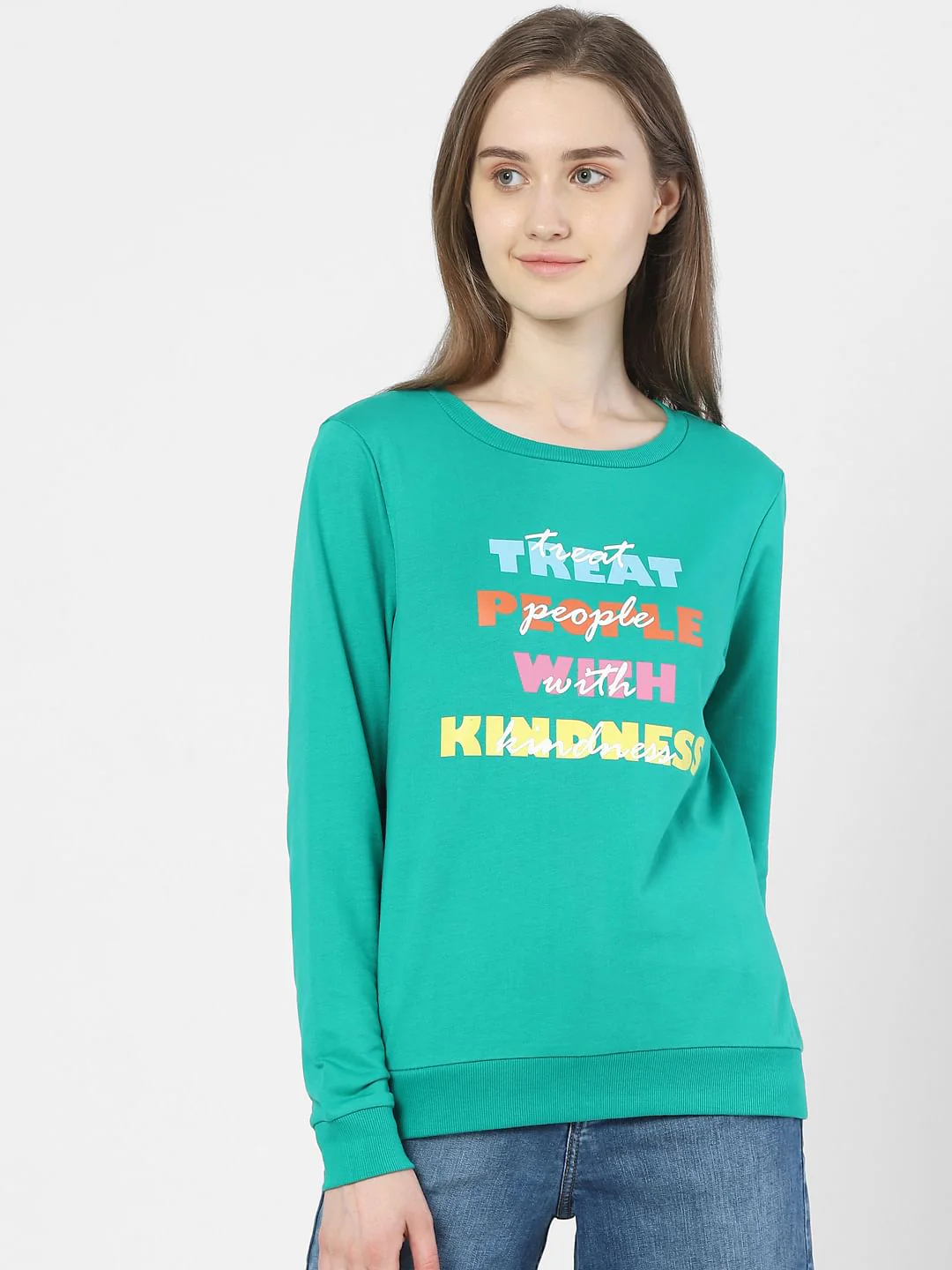 Green Text Print Sweatshirt