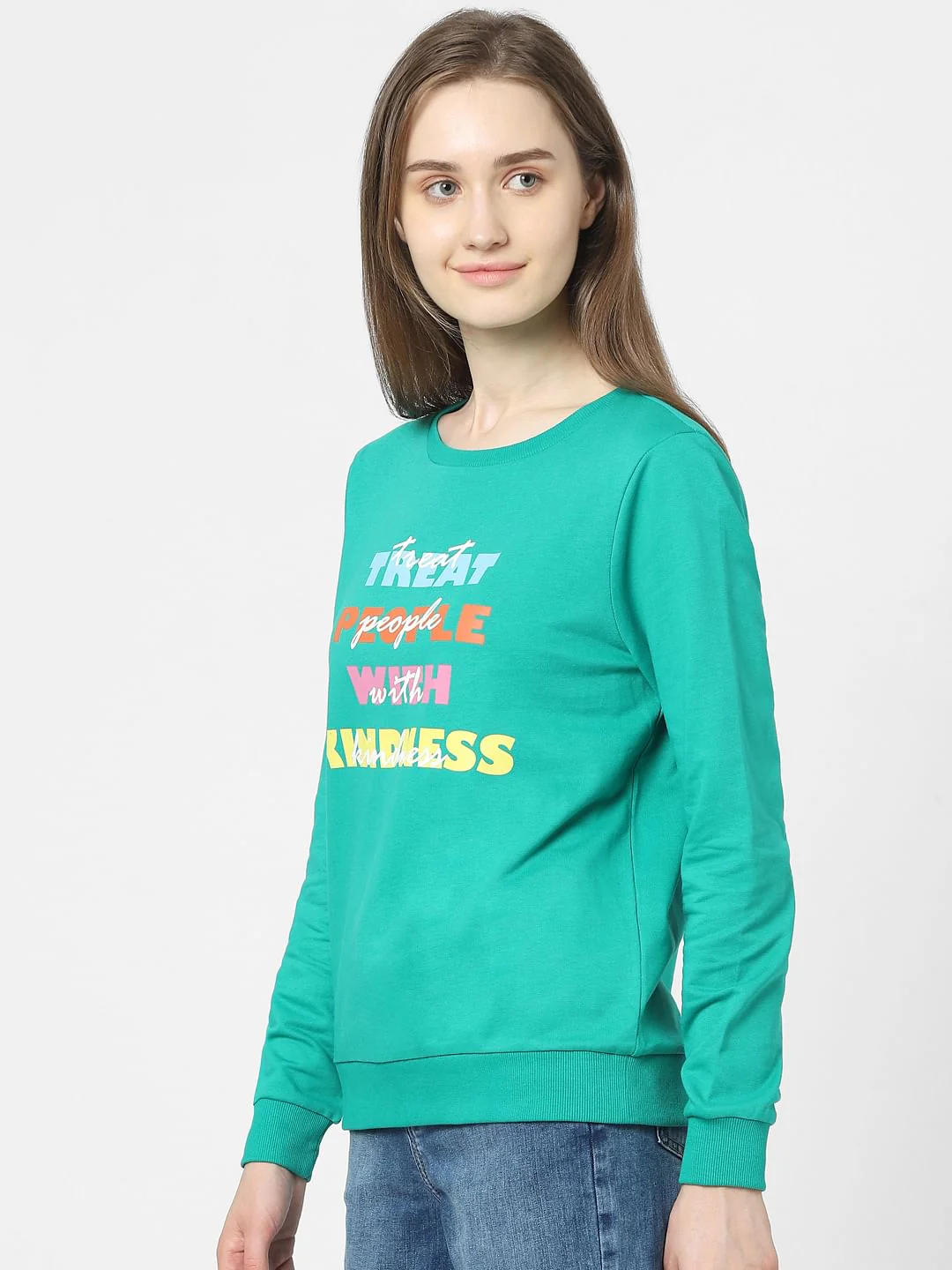 Green Text Print Sweatshirt - Image 2