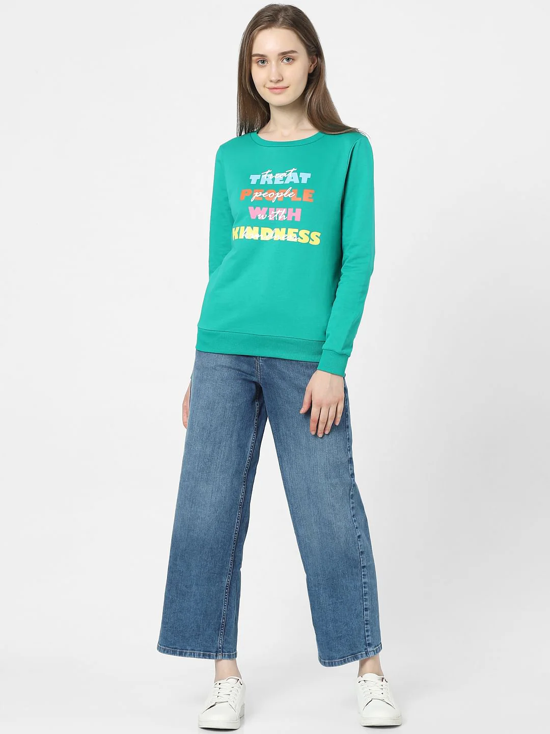 Green Text Print Sweatshirt - Image 4