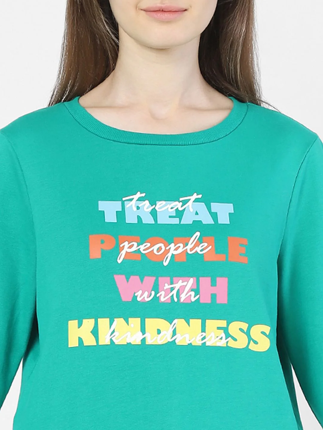 Green Text Print Sweatshirt - Image 5
