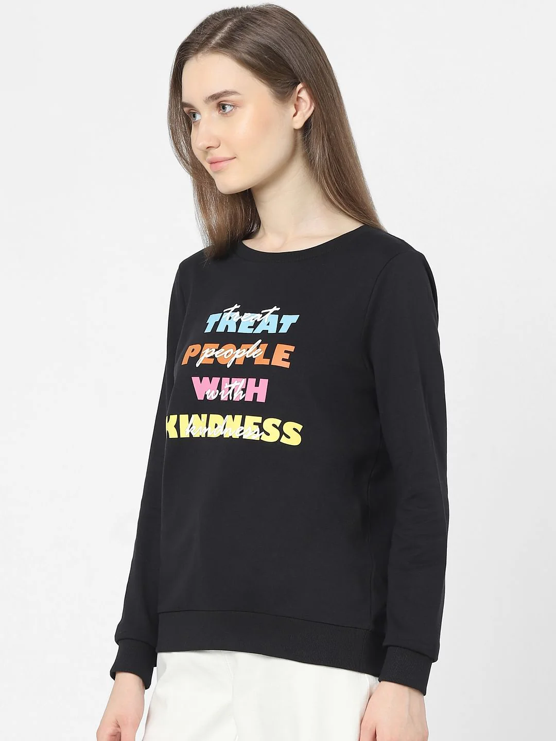 Black Slogan Print Sweatshirt - Image 2