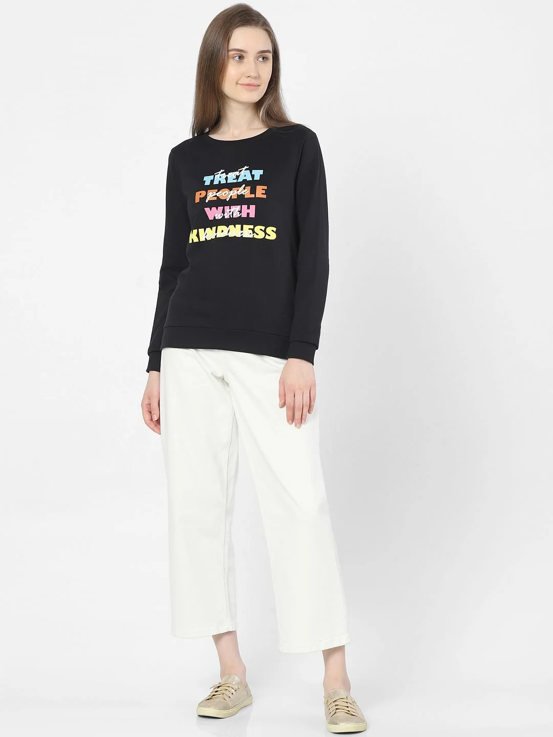 Black Slogan Print Sweatshirt - Image 4