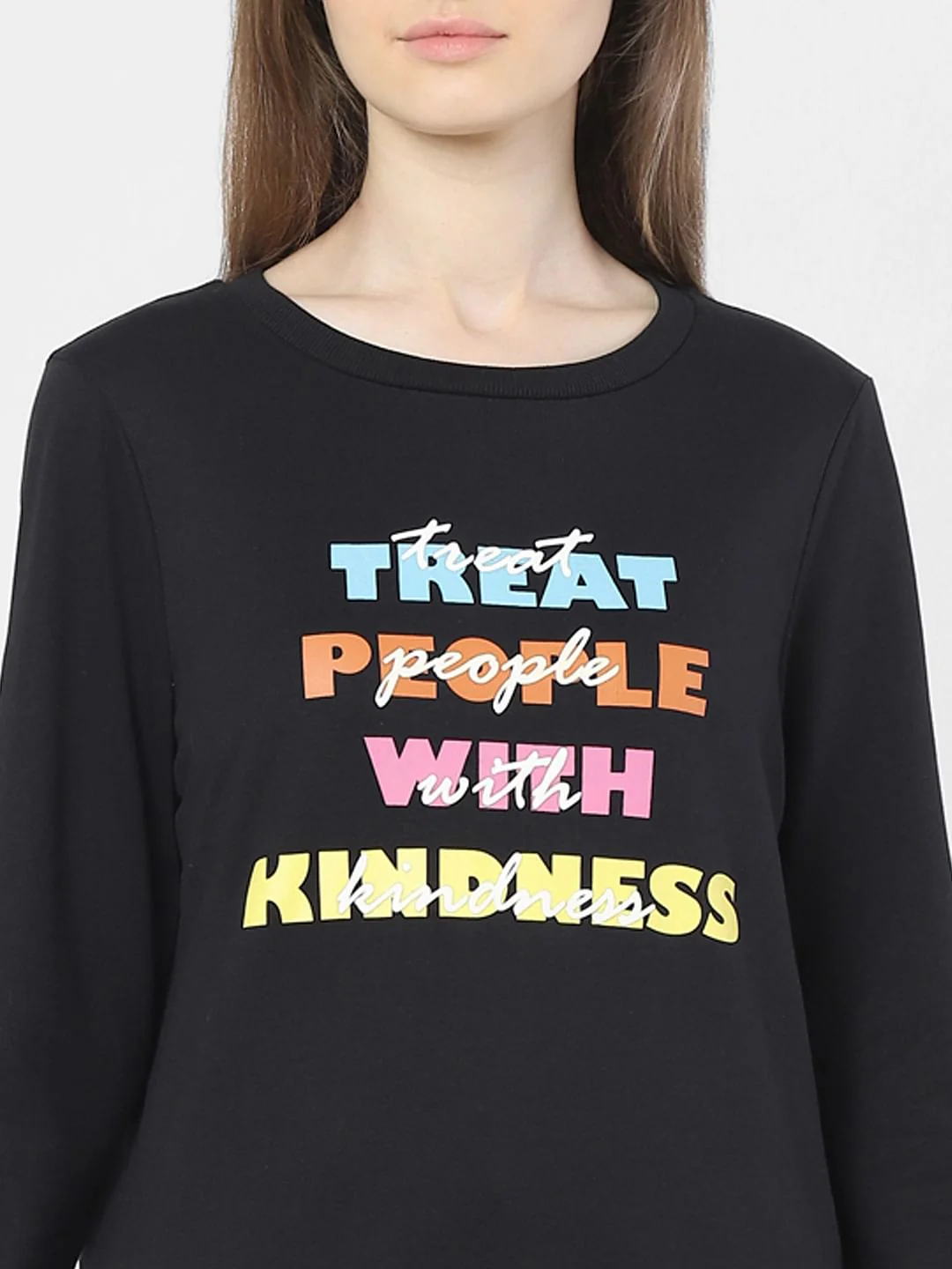 Black Slogan Print Sweatshirt - Image 5