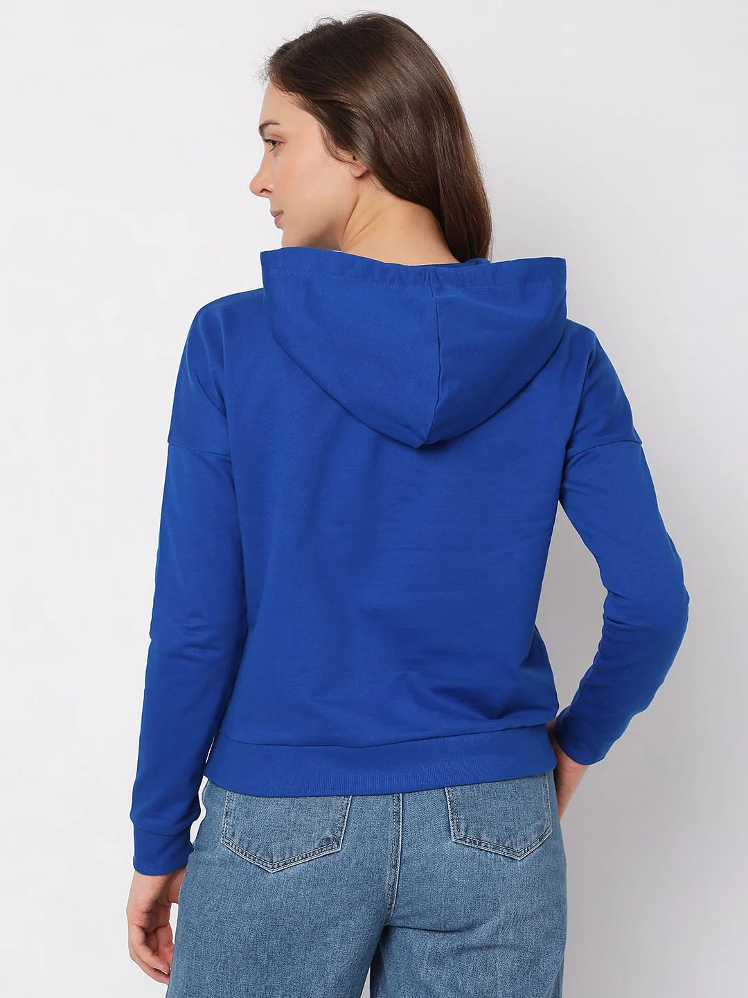 Blue Graphic Print Hooded Sweatshirt - Image 4