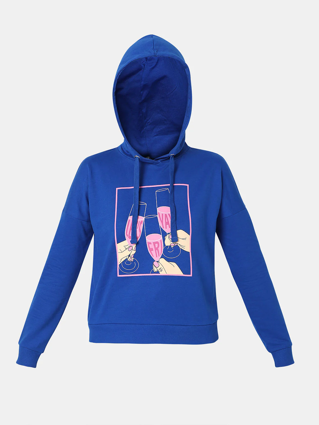Blue Graphic Print Hooded Sweatshirt - Image 7