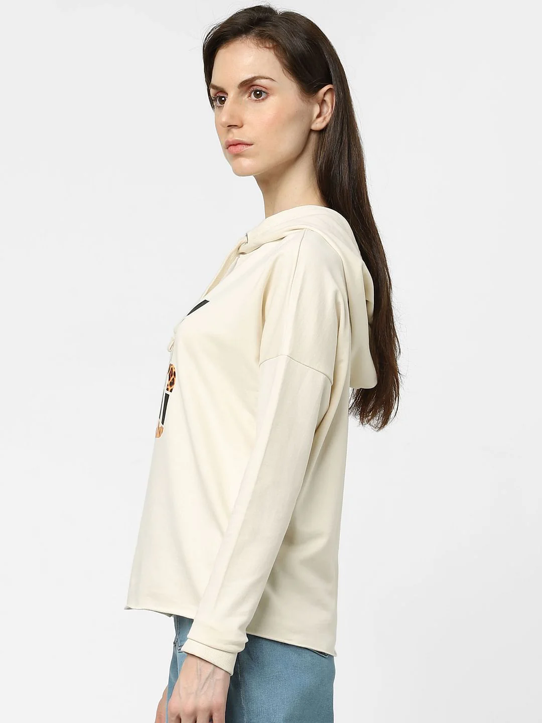 Beige Typographic Print Sweatshirt - Image 2