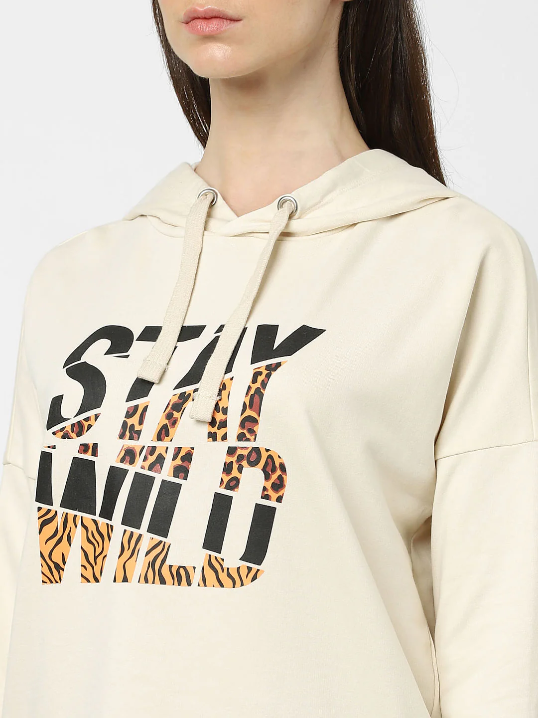 Beige Typographic Print Sweatshirt - Image 4