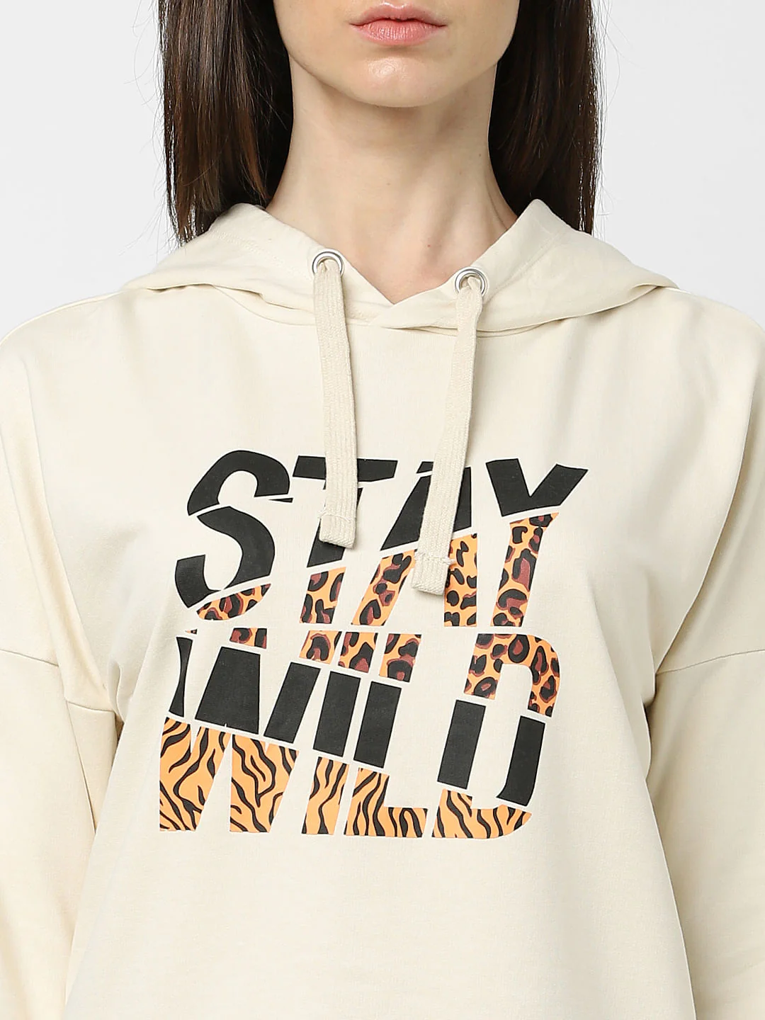 Beige Typographic Print Sweatshirt - Image 5