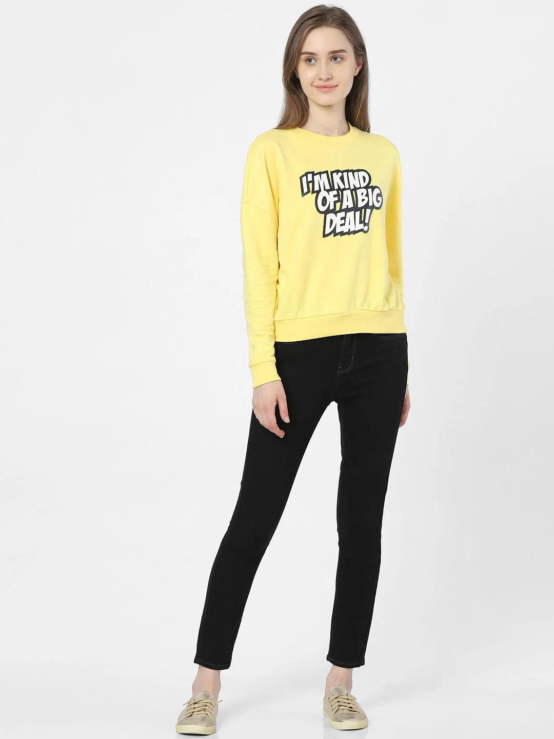 Yellow Typographic Print Sweatshirt - Image 4