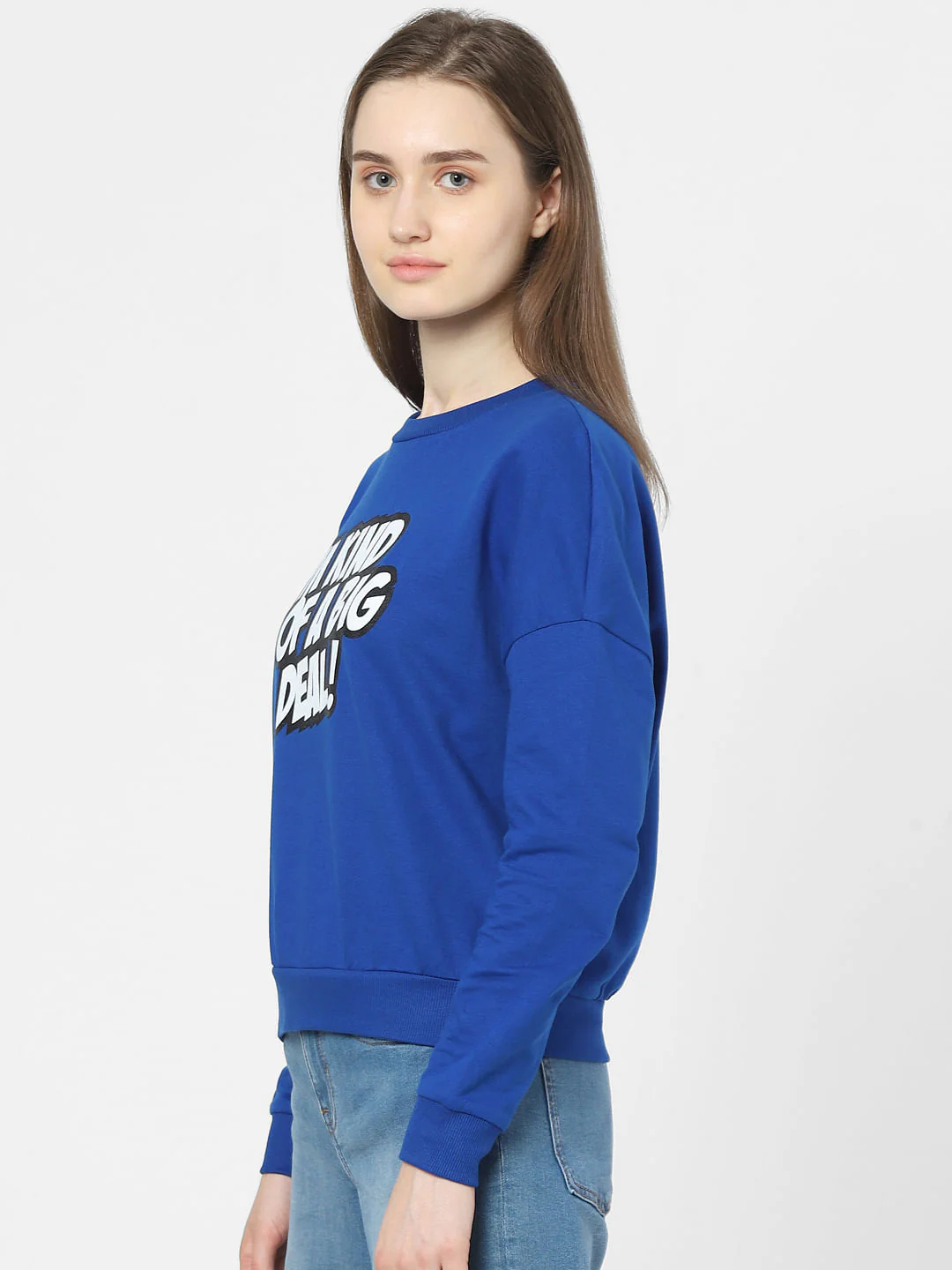 Blue Slogan Print Sweatshirt - Image 2