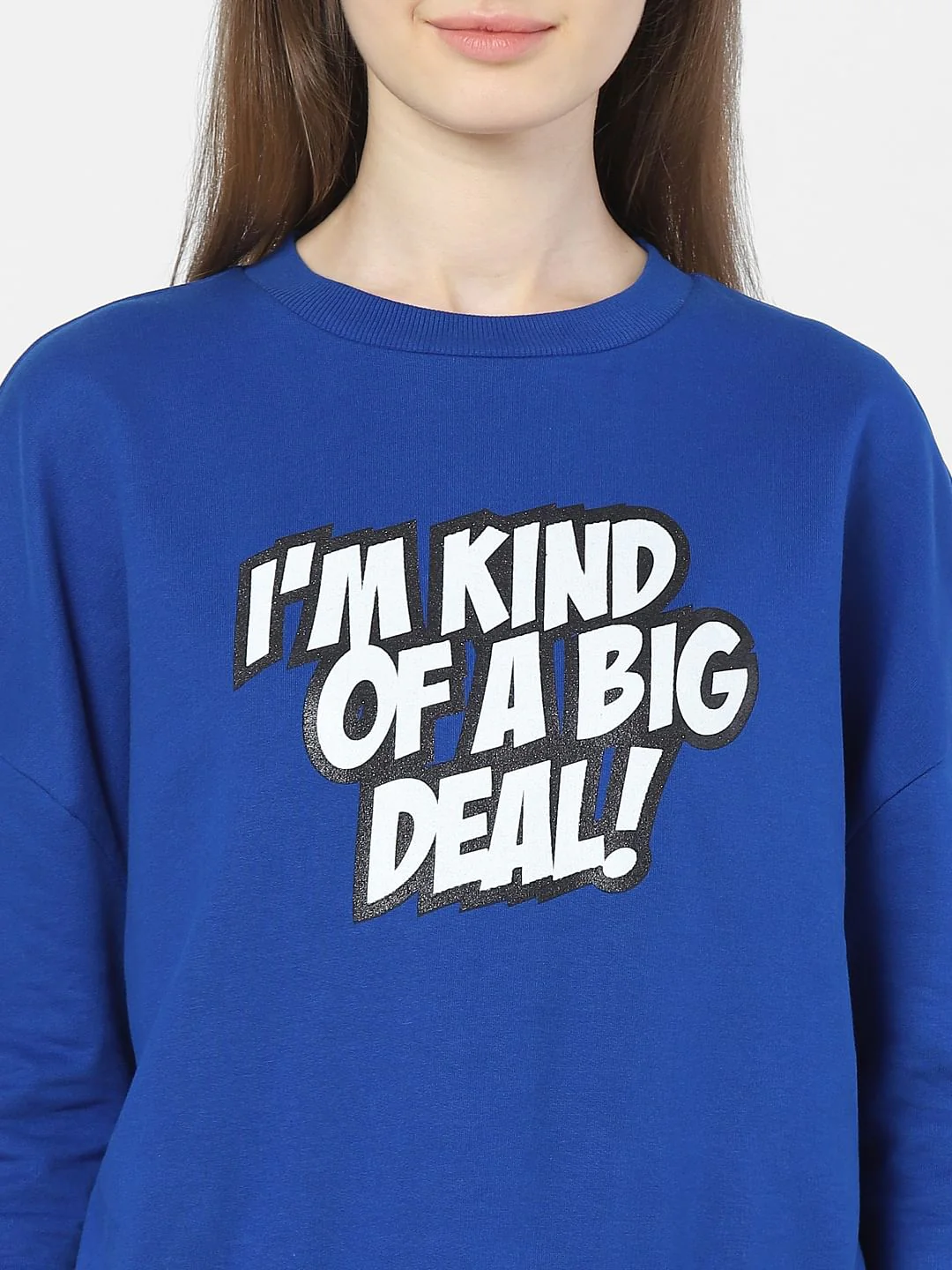 Blue Slogan Print Sweatshirt - Image 5