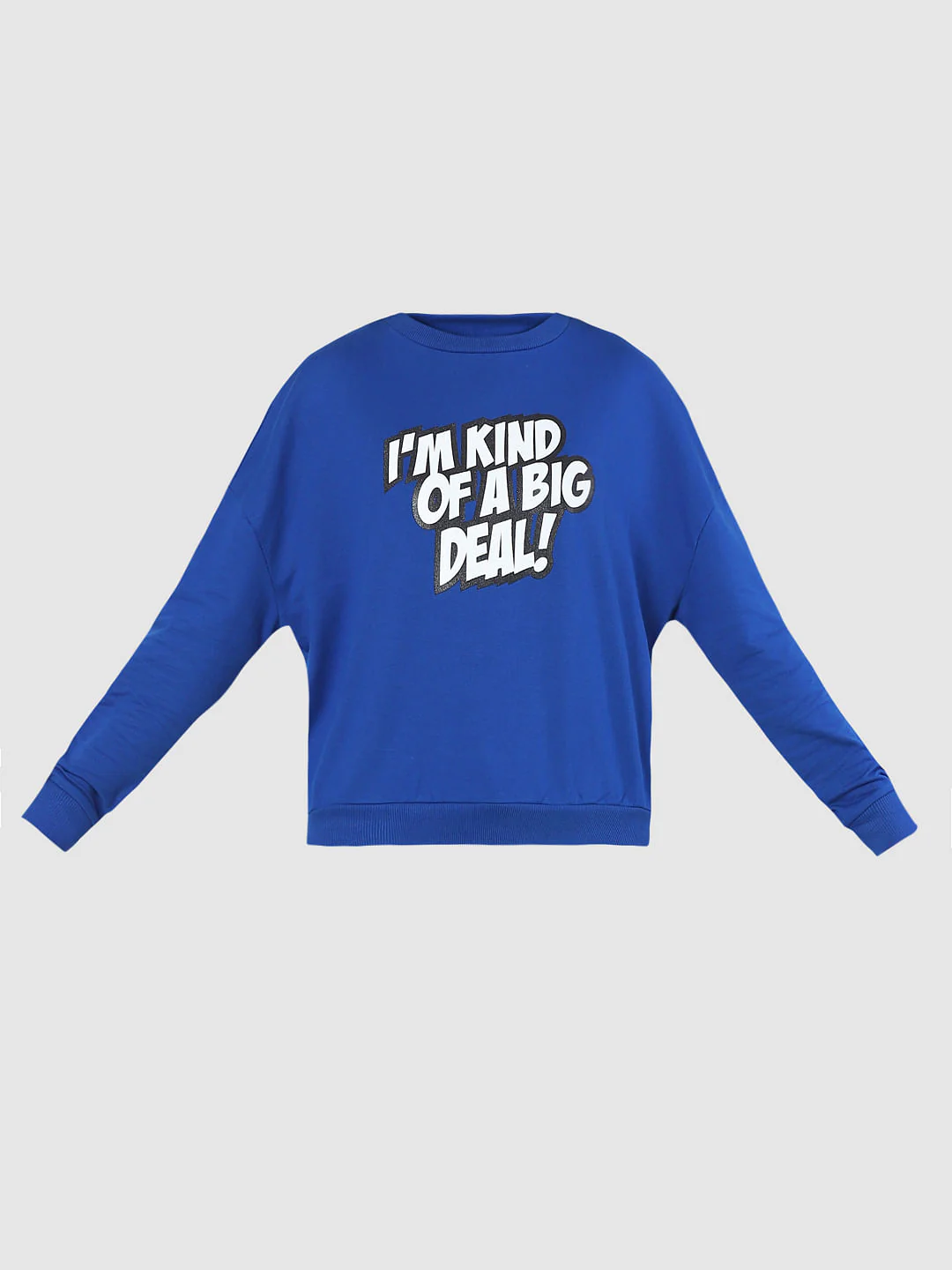 Blue Slogan Print Sweatshirt - Image 6